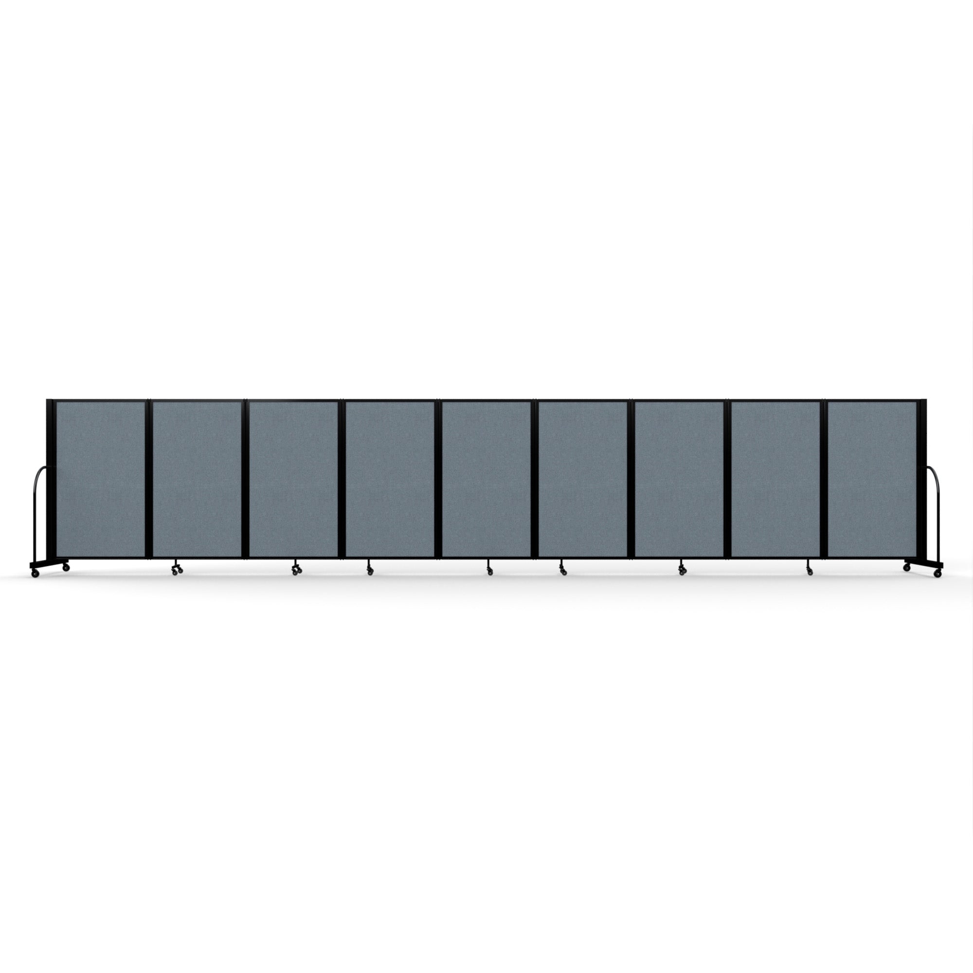 Screenflex Full Motion Divider, 5' x 25'1", Black Frame, Summer Blue