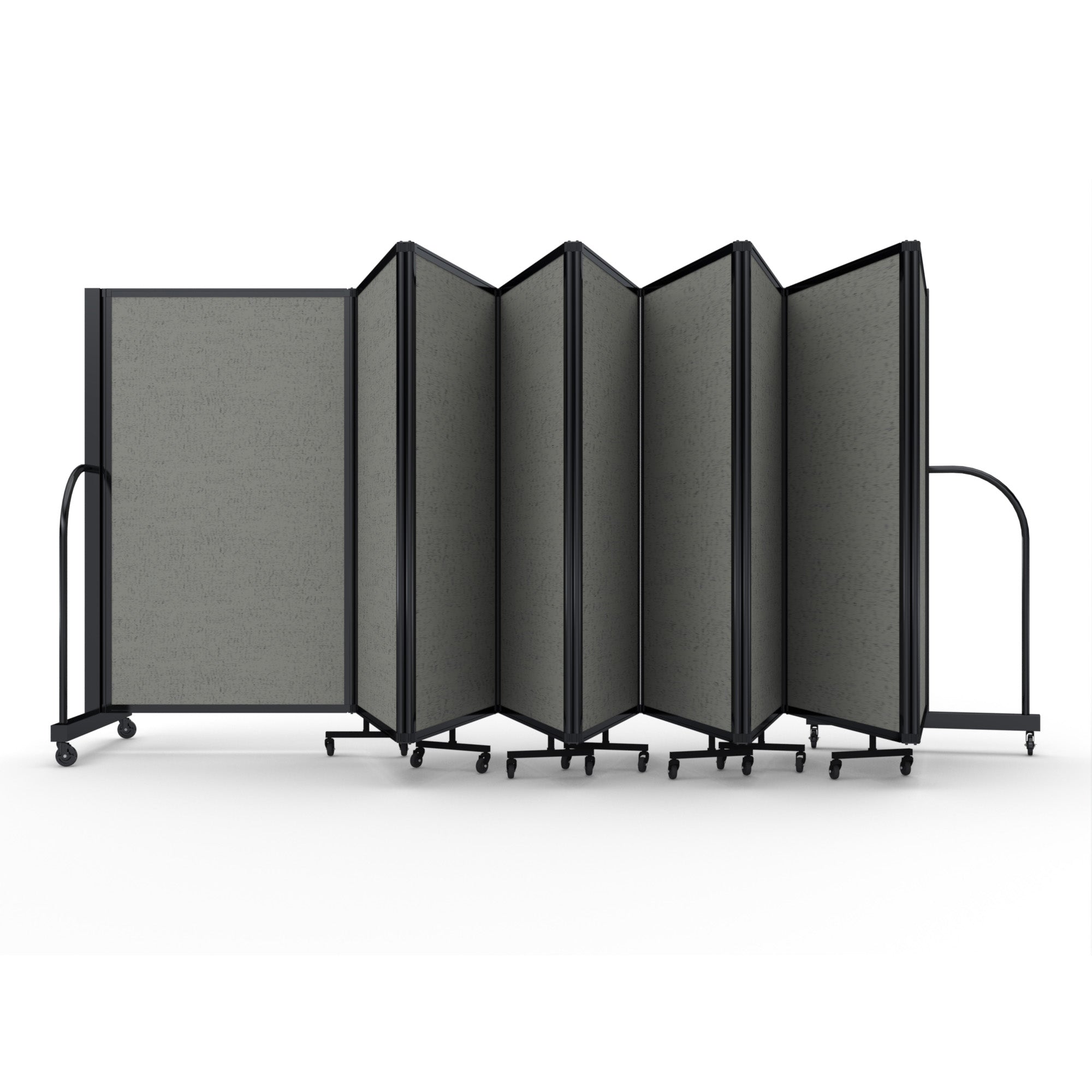 Screenflex Full Motion Divider, 5' x 25'1", Black Frame, Gray Smoke