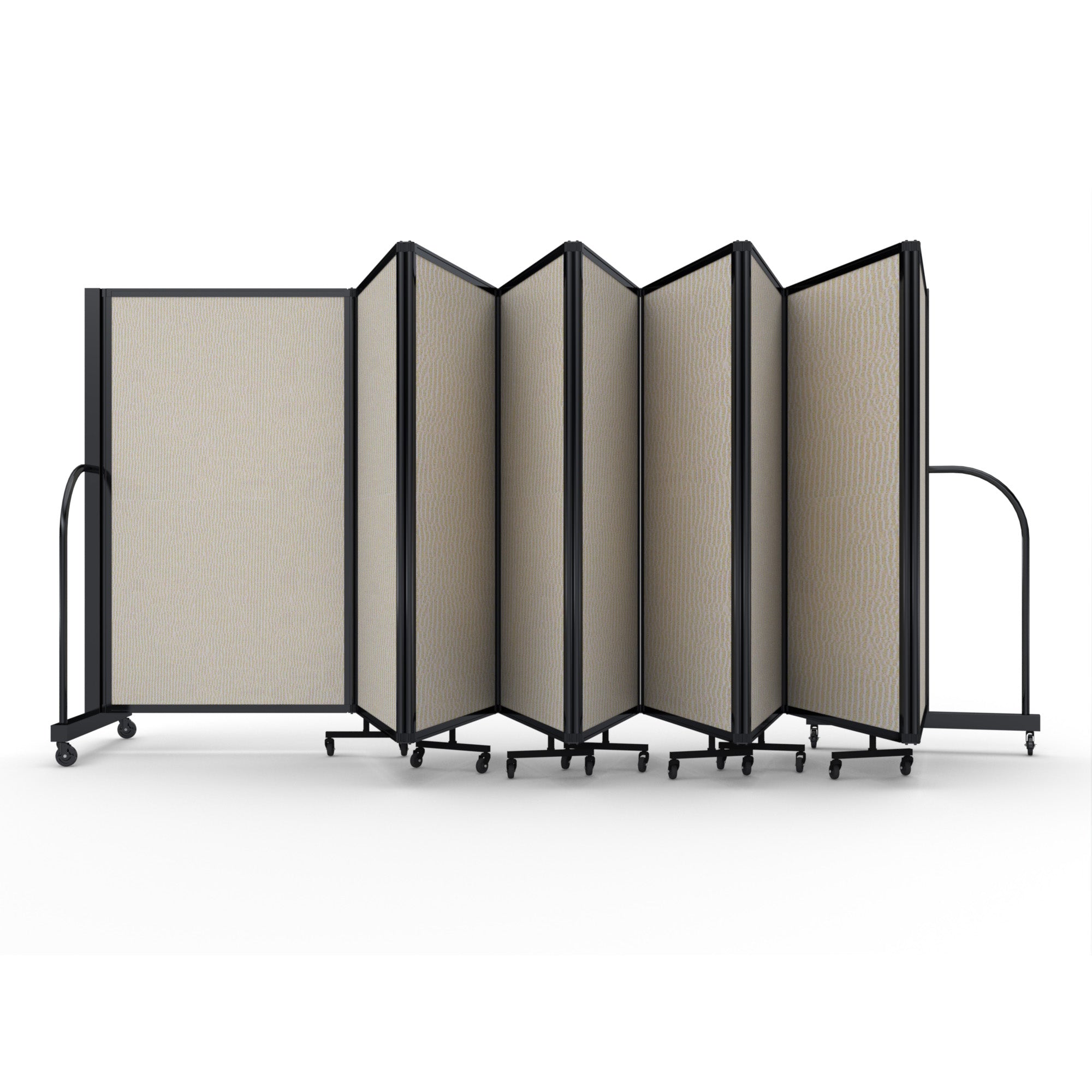 Screenflex Full Motion Divider, 5' x 25'1", Black Frame, Sand