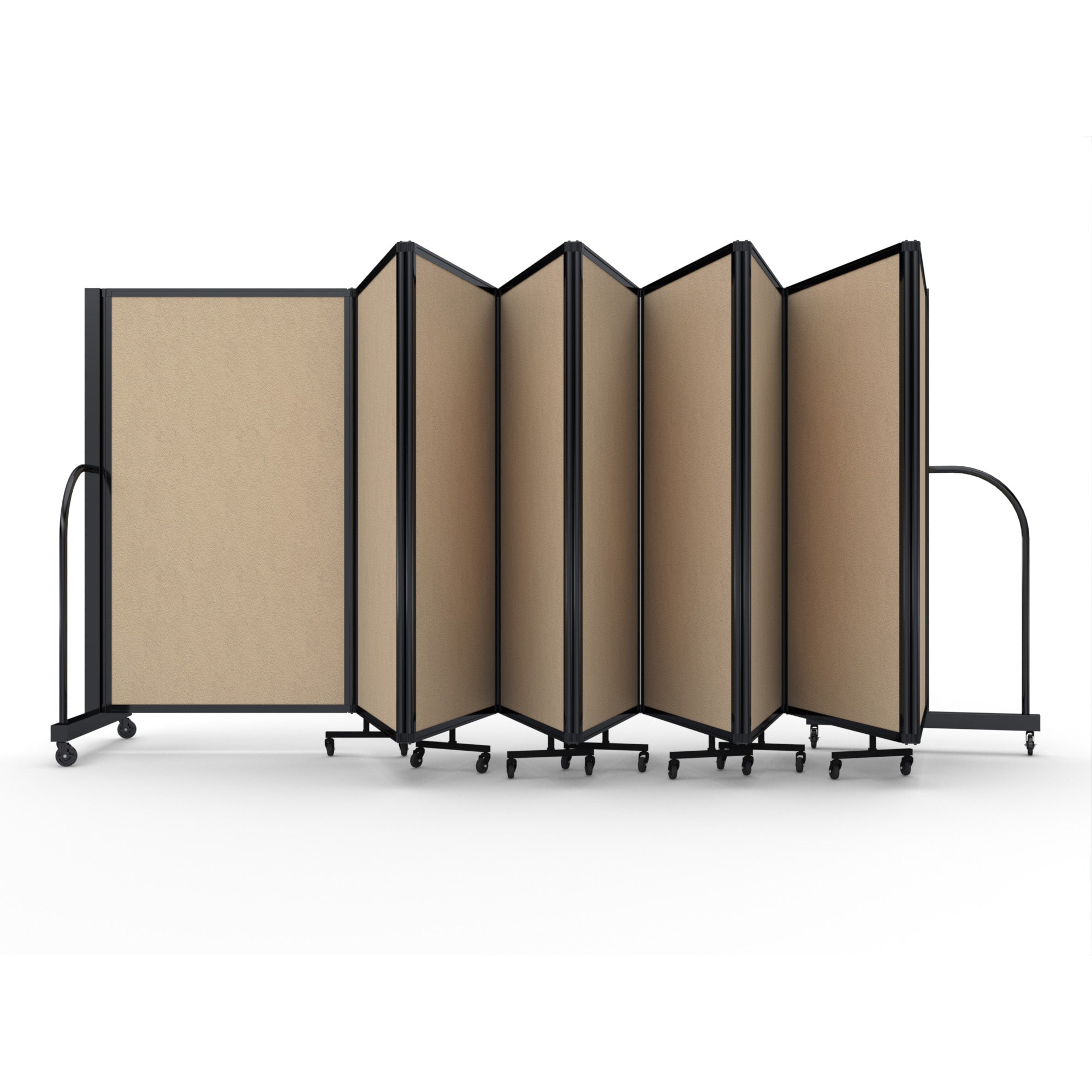 Screenflex Full Motion Divider, 5' x 25'1", Black Frame, Sandalwood Vinyl