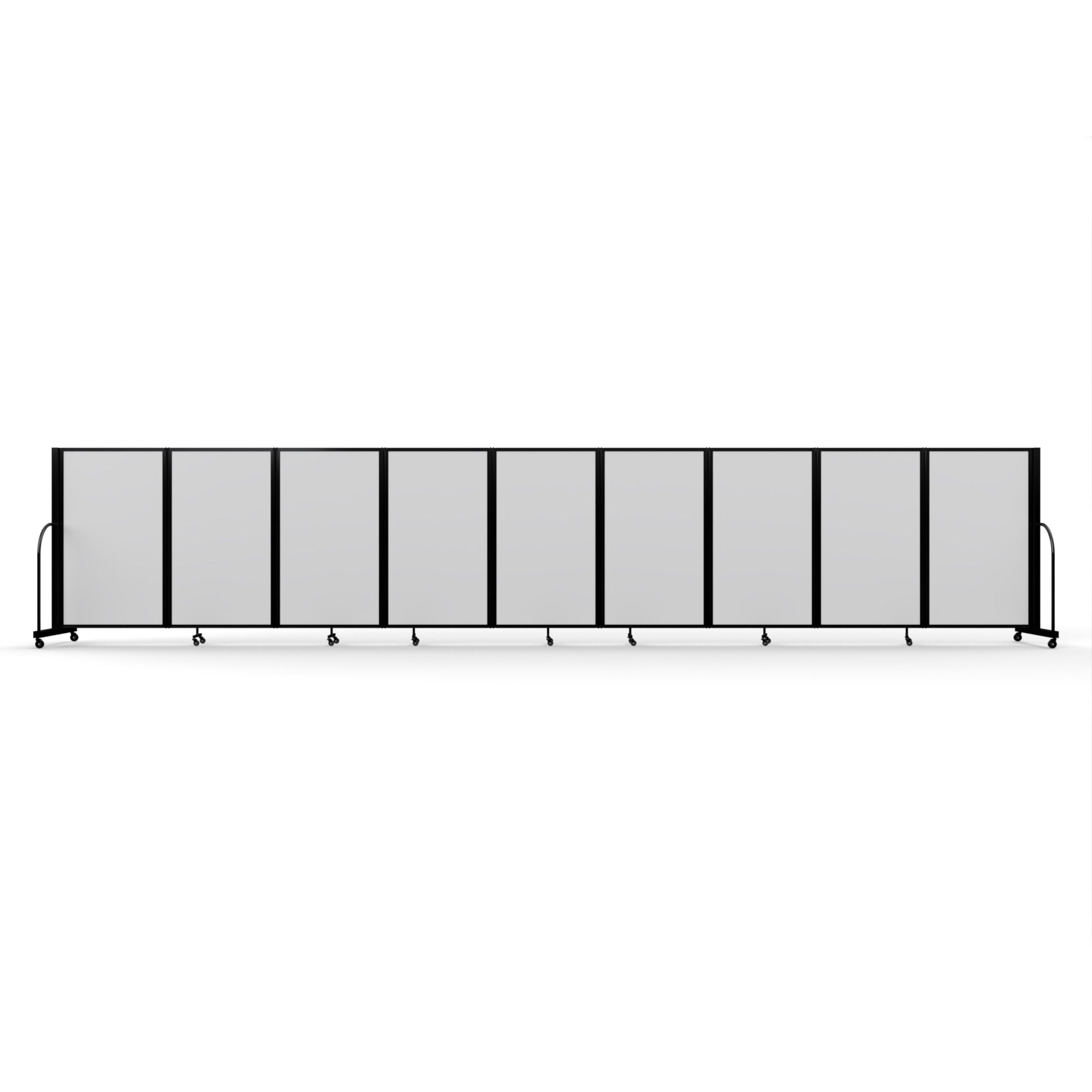 Screenflex Full Motion Divider, 5' x 25'1", Black Frame, Ice Vinyl
