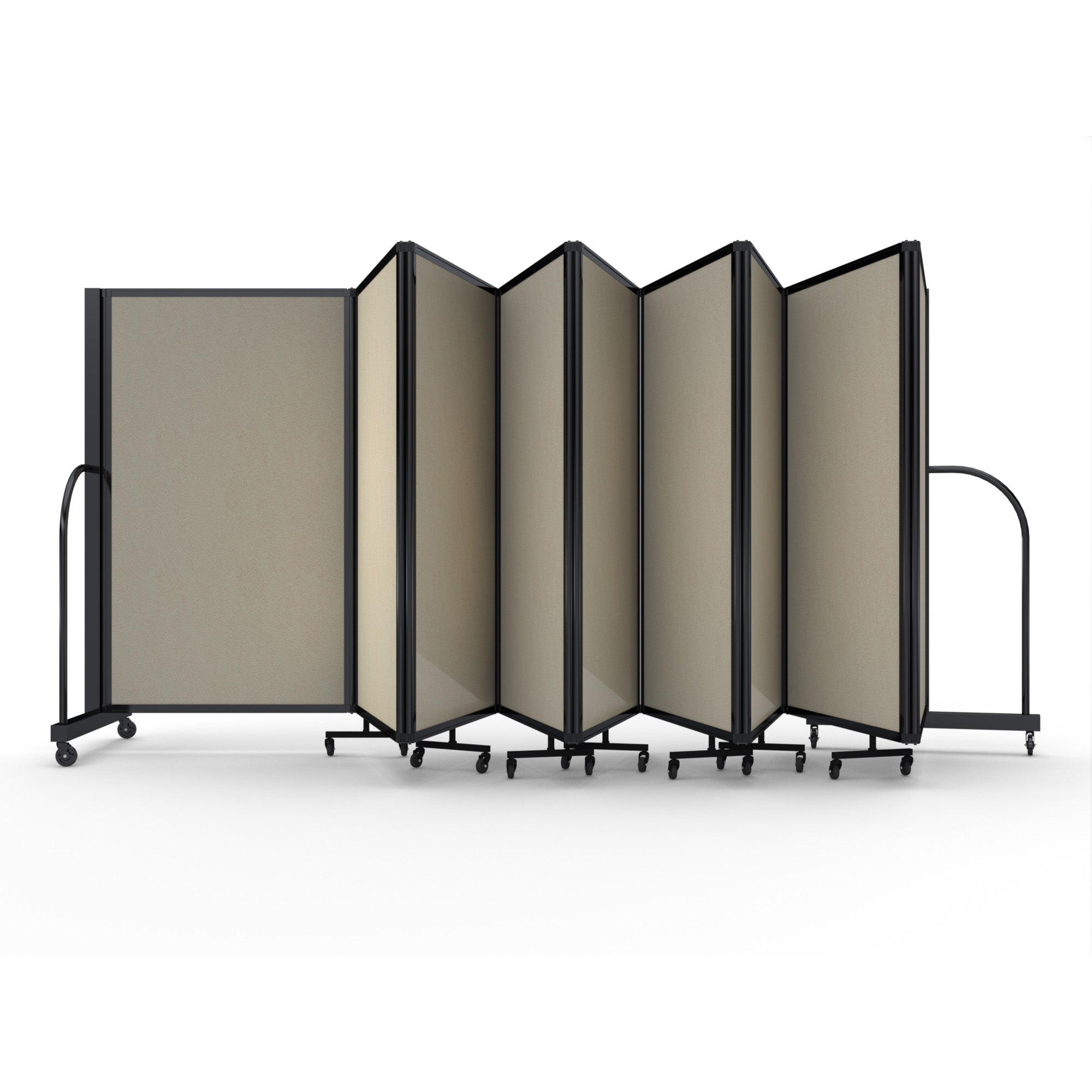 Screenflex Full Motion Divider, 5' x 25'1", Black Frame, Hazelnut Vinyl