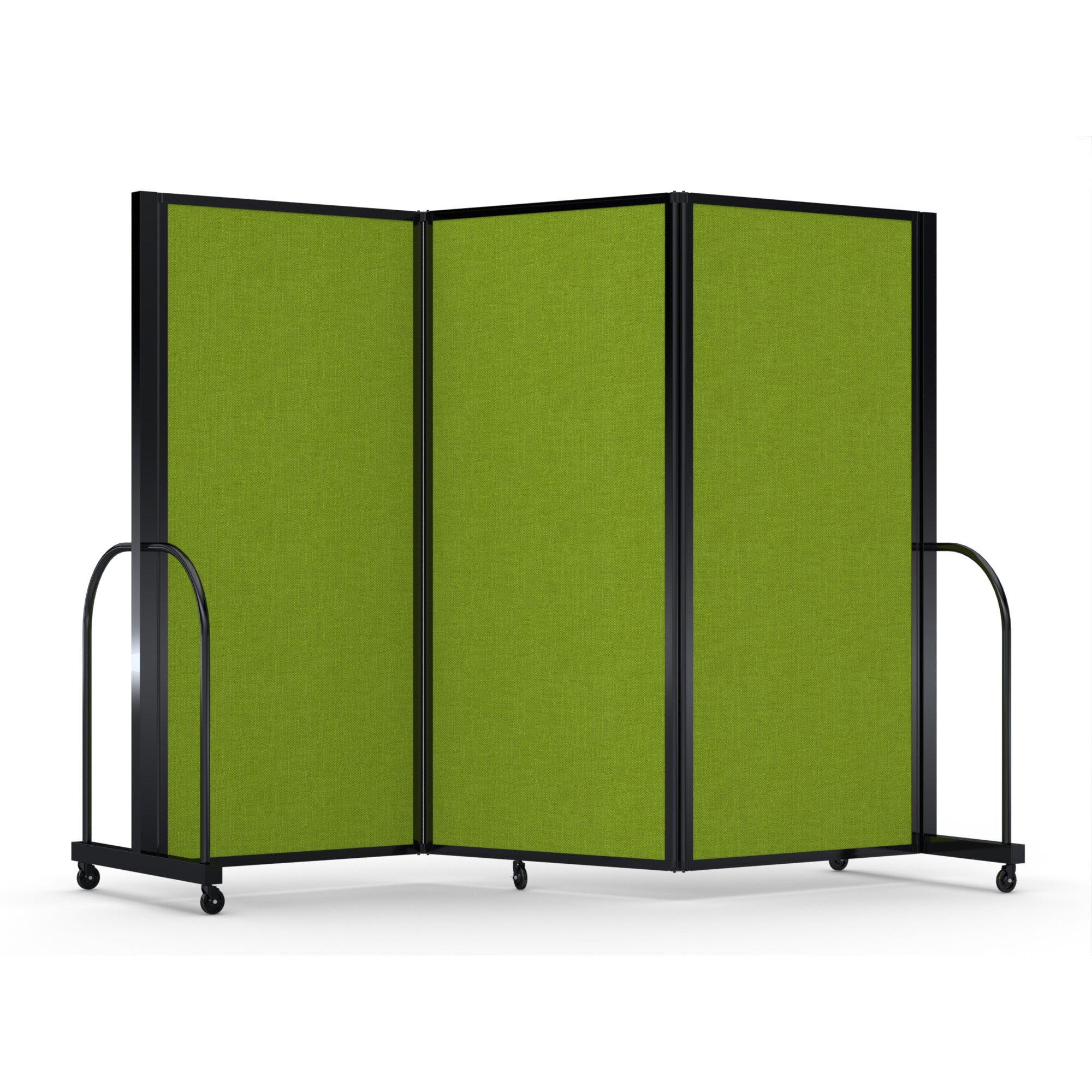Screenflex Full Motion Divider, 6' x 8'7", Black Frame, Apple Green