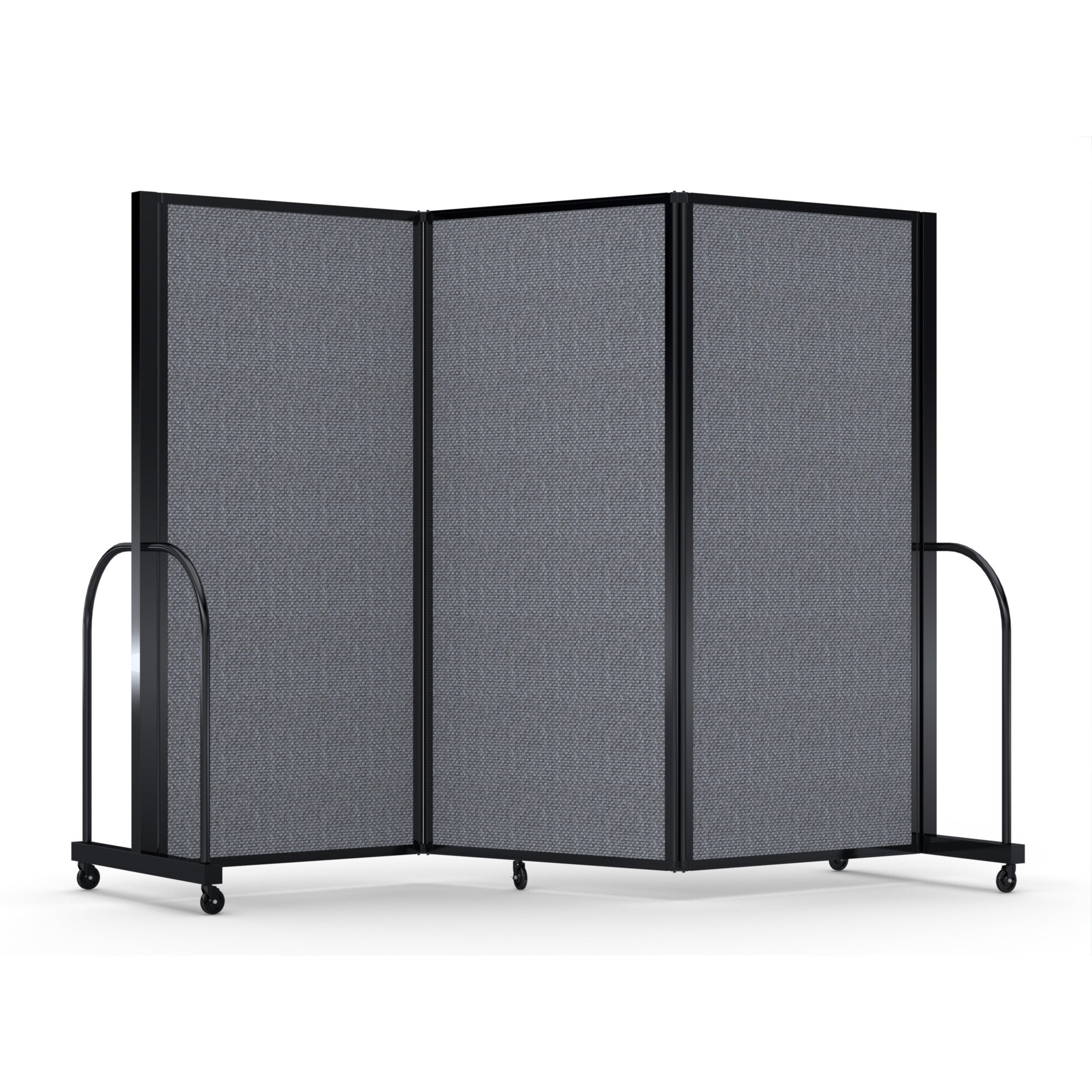 Screenflex Full Motion Divider, 6' x 8'7", Black Frame, Stone