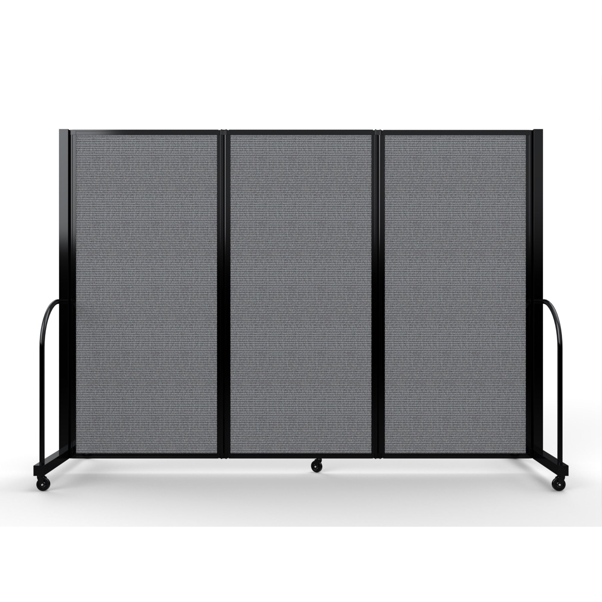 Screenflex Full Motion Divider, 6' x 8'7", Black Frame, Stone