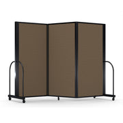Screenflex Full Motion Divider, 6' x 8'7", Black Frame, Walnut