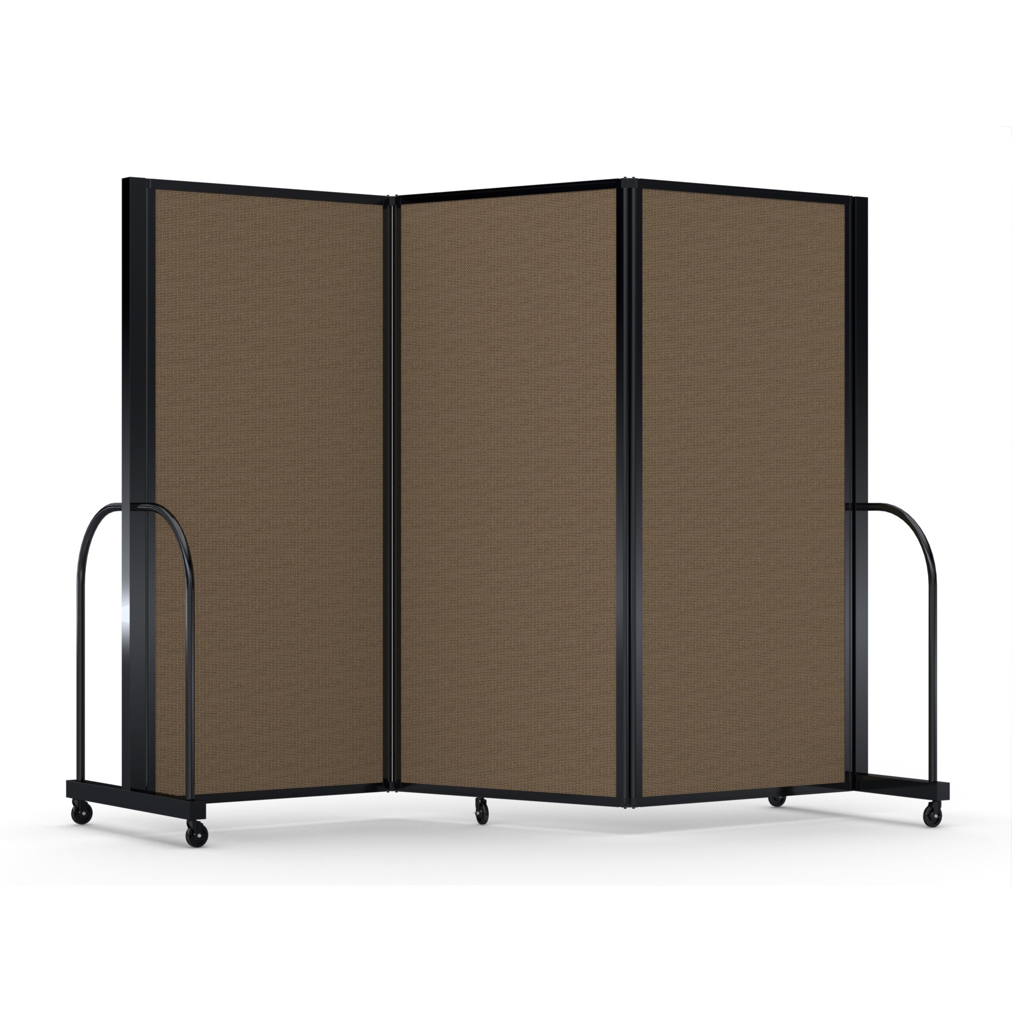 Screenflex Full Motion Divider, 6' x 8'7", Black Frame, Walnut