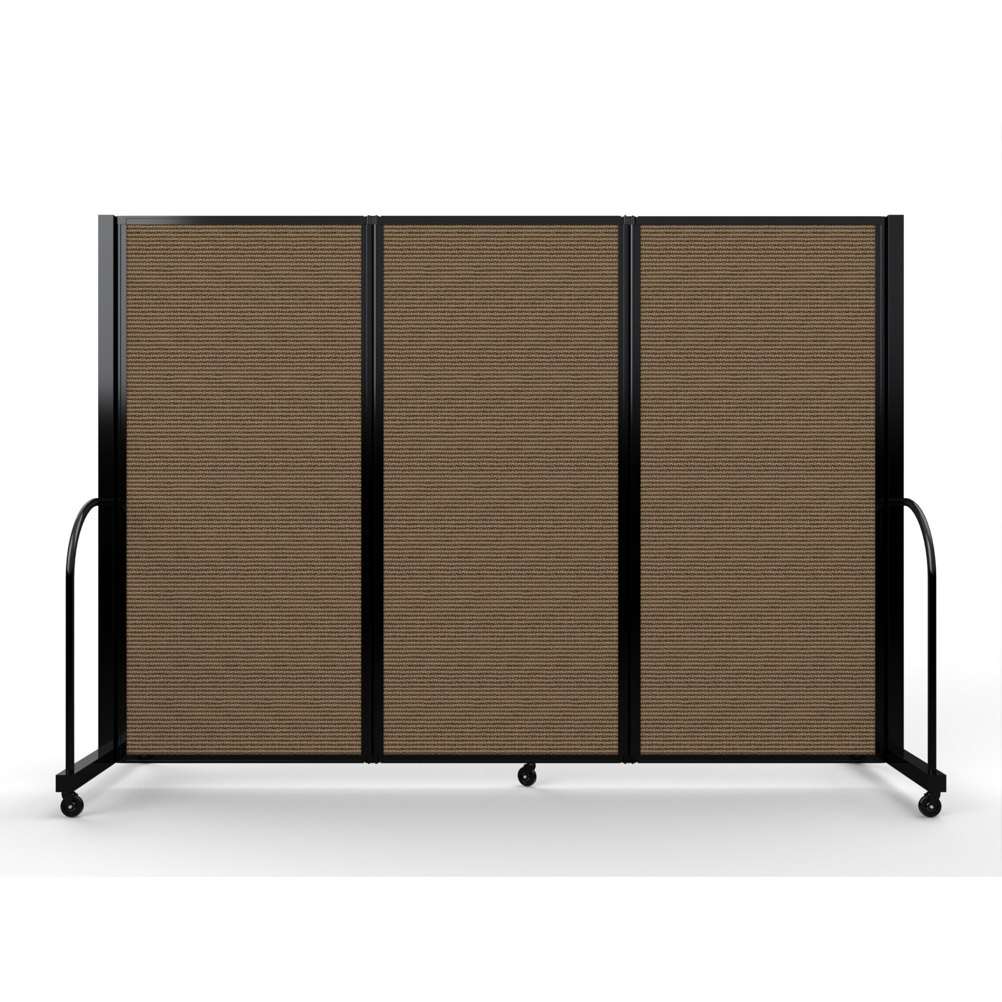 Screenflex Full Motion Divider, 6' x 8'7", Black Frame, Walnut