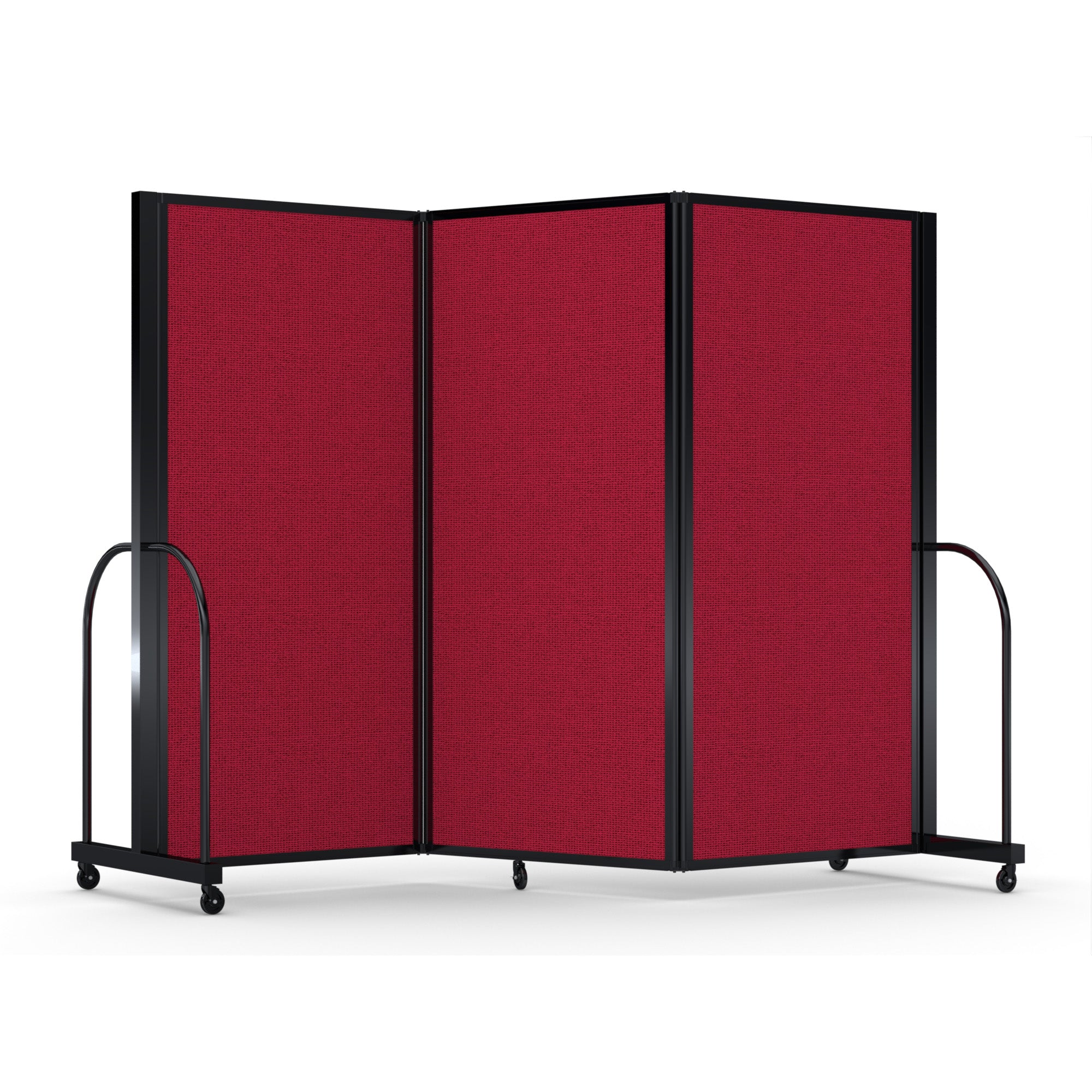 Screenflex Full Motion Divider, 6' x 8'7", Black Frame, Primary Red
