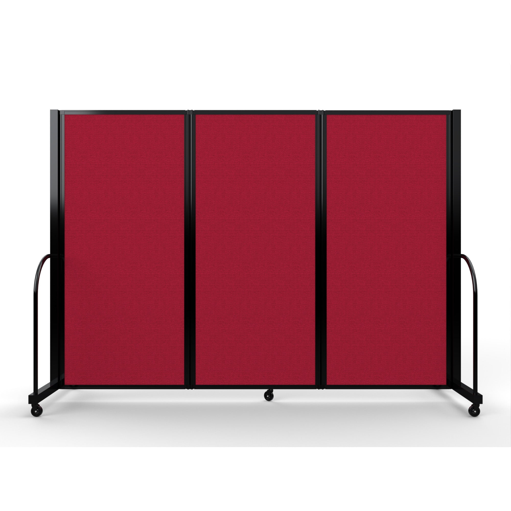 Screenflex Full Motion Divider, 6' x 8'7", Black Frame, Primary Red