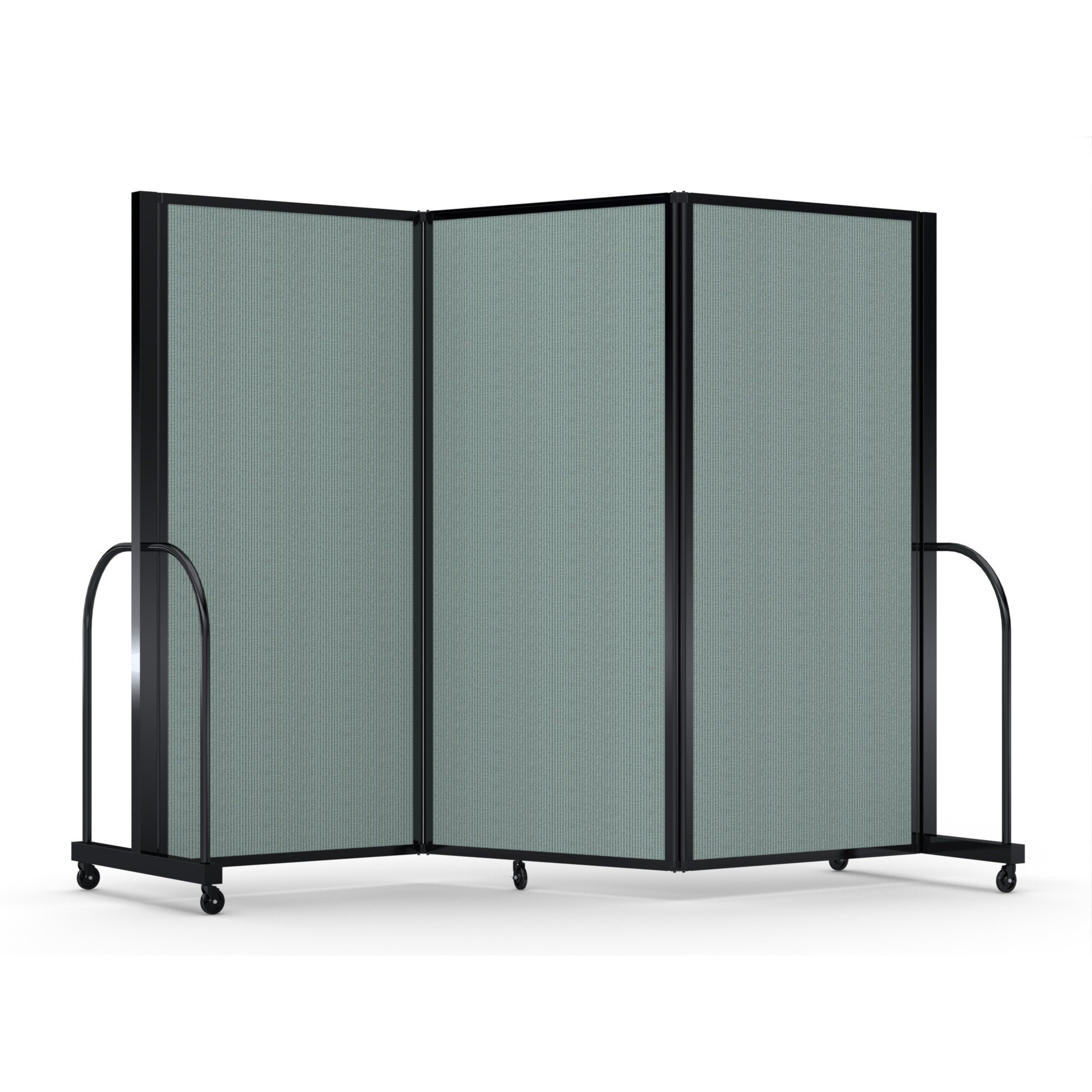 Screenflex Full Motion Divider, 6' x 8'7", Black Frame, Sea Green