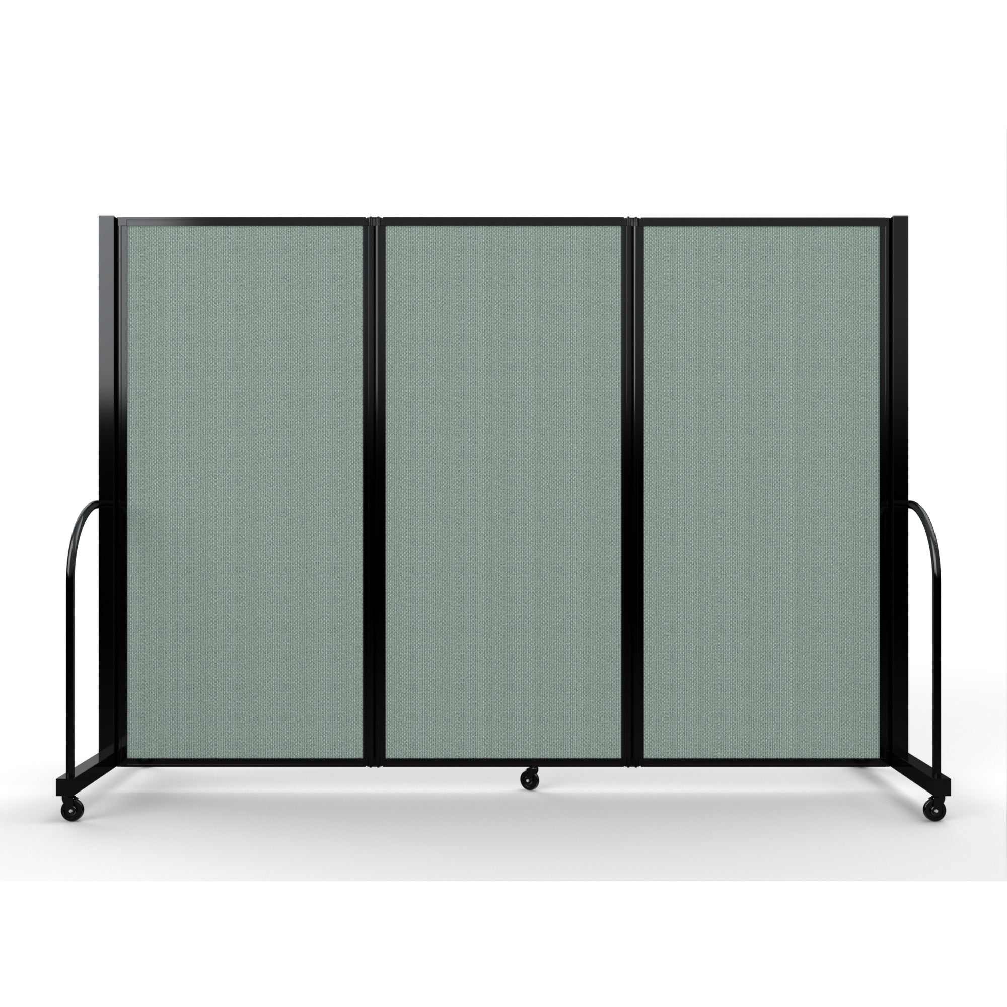 Screenflex Full Motion Divider, 6' x 8'7", Black Frame, Sea Green