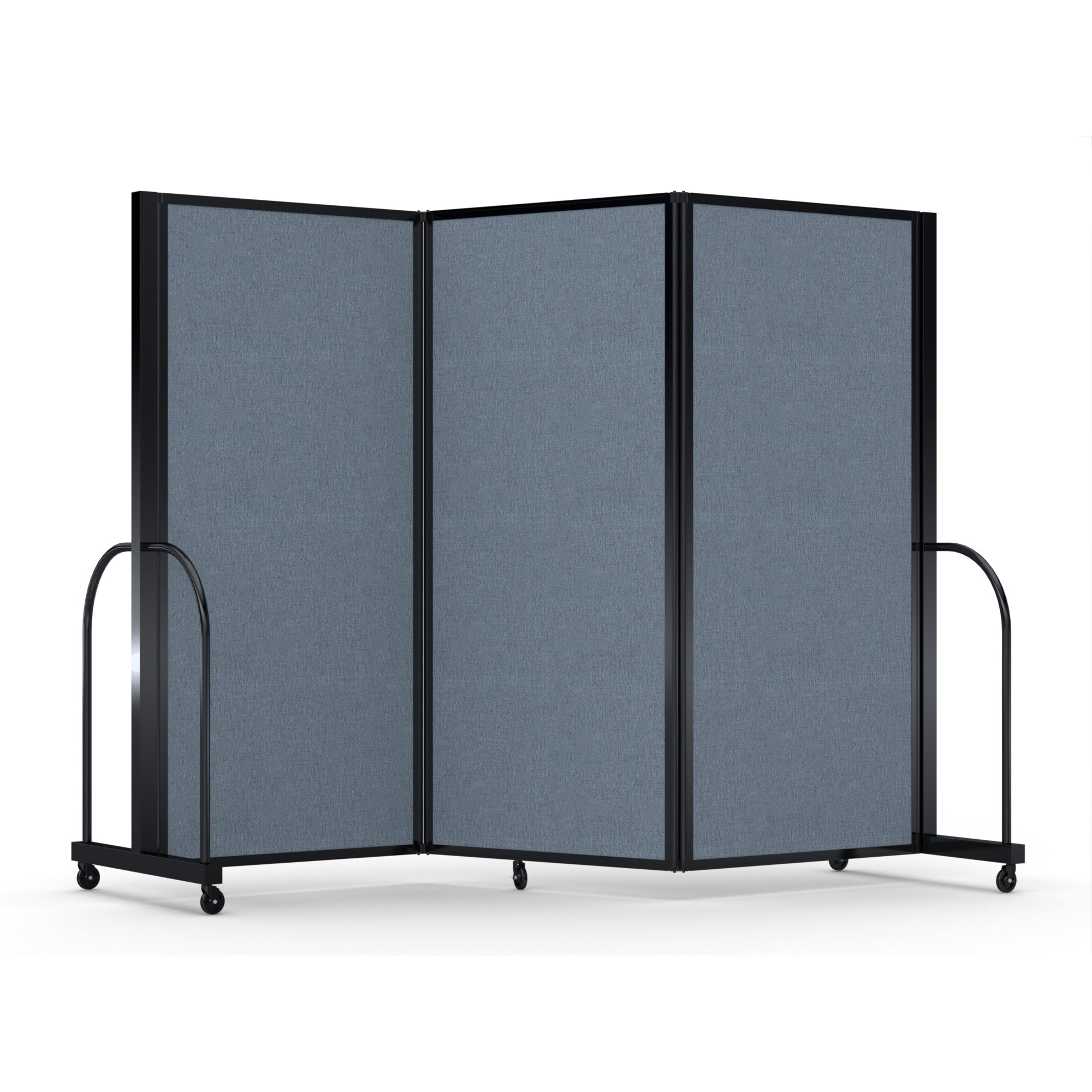 Screenflex Full Motion Divider, 6' x 8'7", Black Frame, Summer Blue