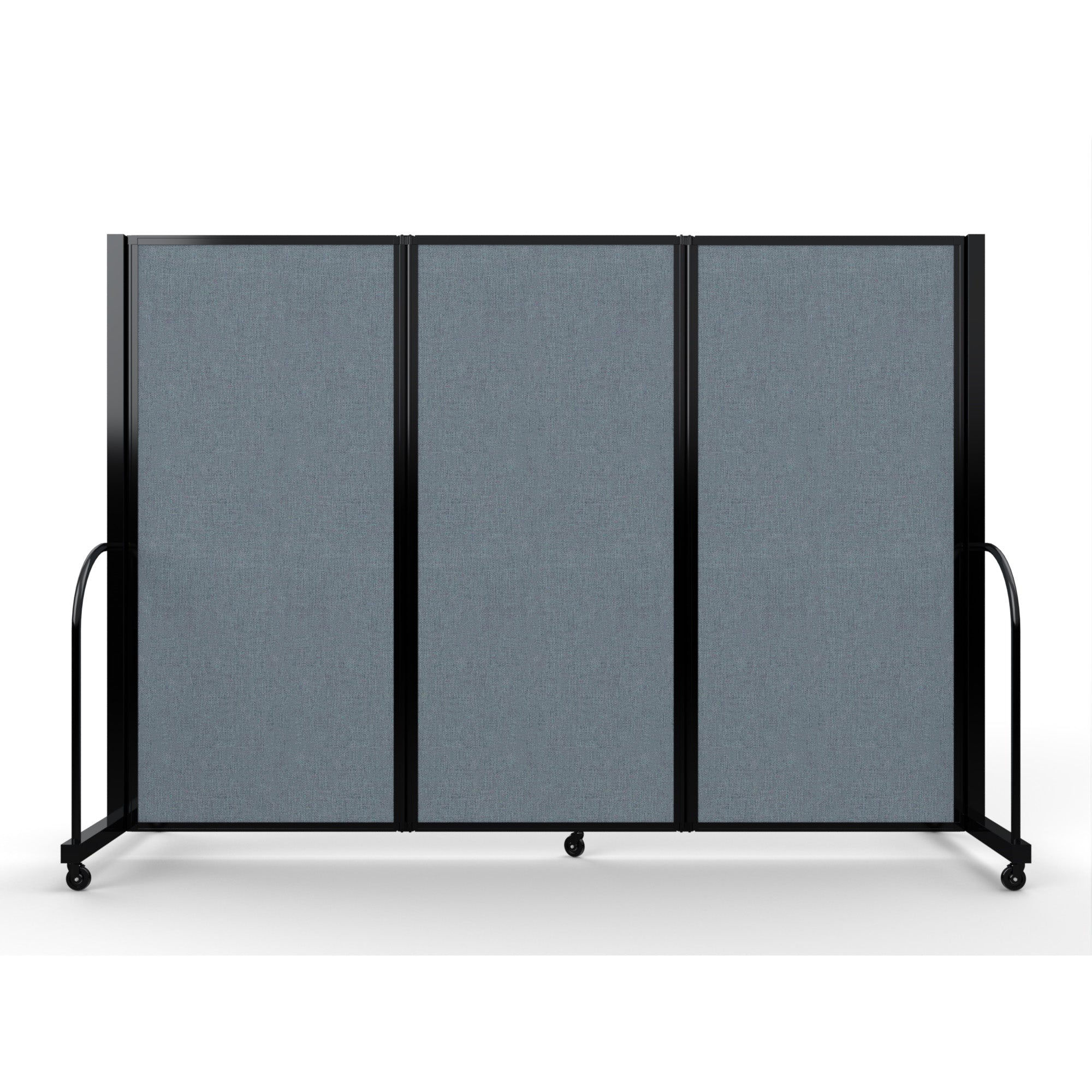 Screenflex Full Motion Divider, 6' x 8'7", Black Frame, Summer Blue