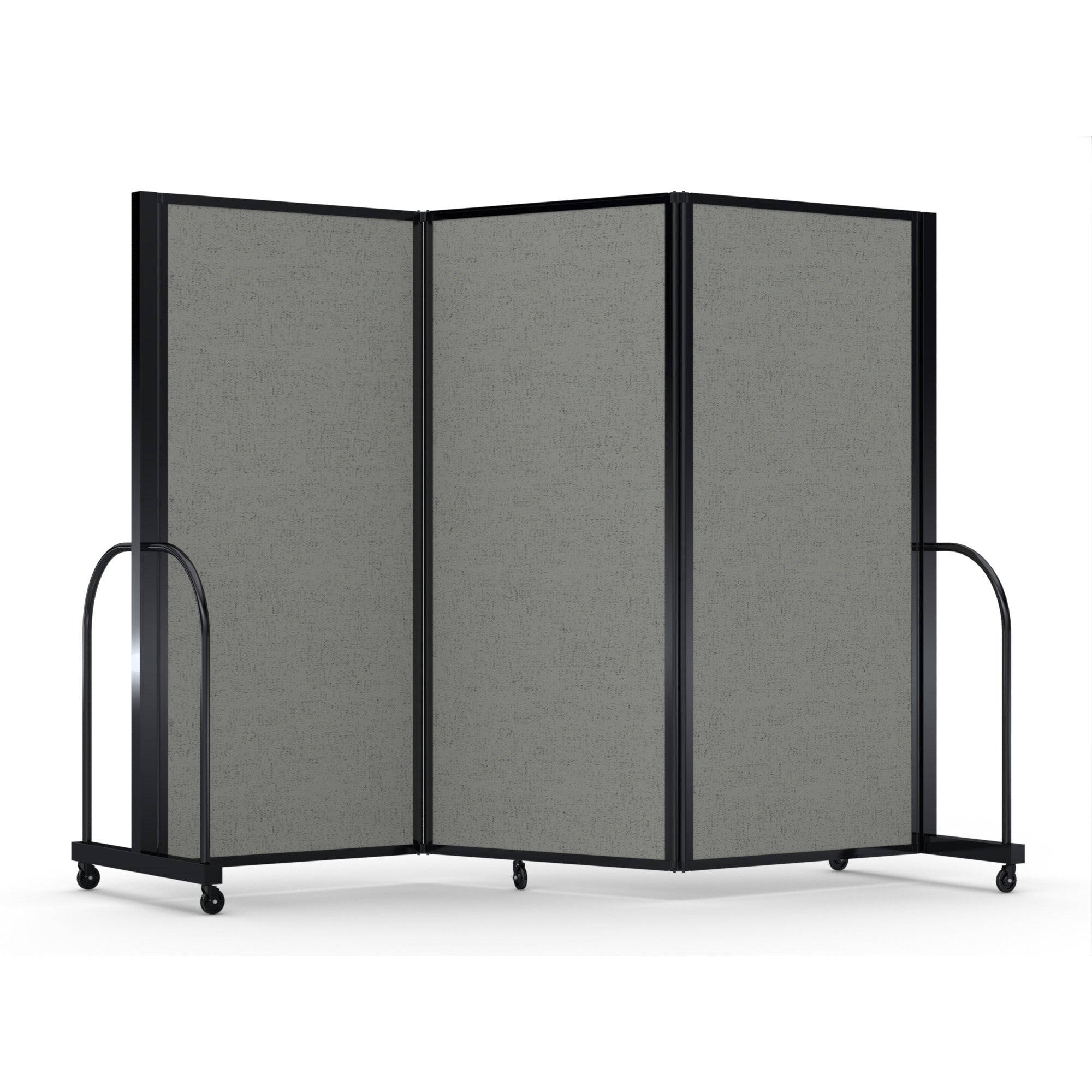 Screenflex Full Motion Divider, 6' x 8'7", Black Frame, Gray Smoke