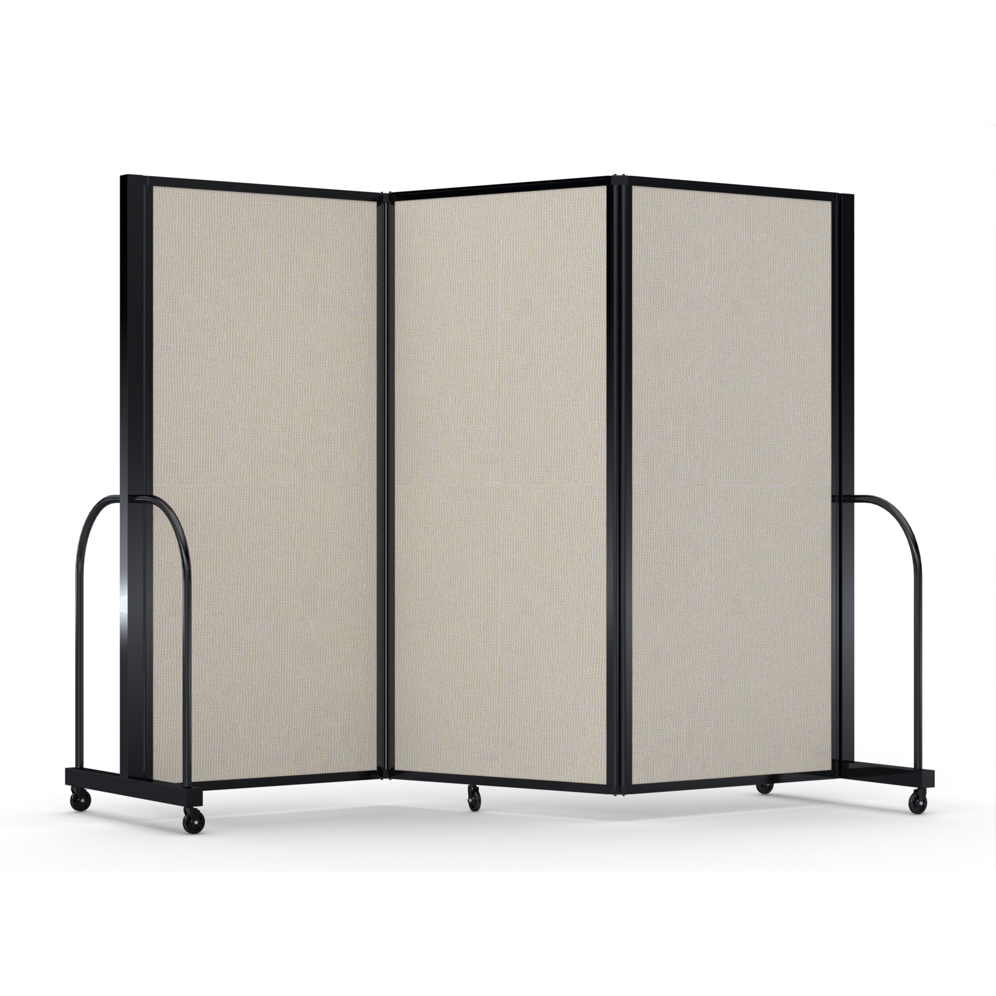 Screenflex Full Motion Divider, 6' x 8'7", Black Frame, Sand
