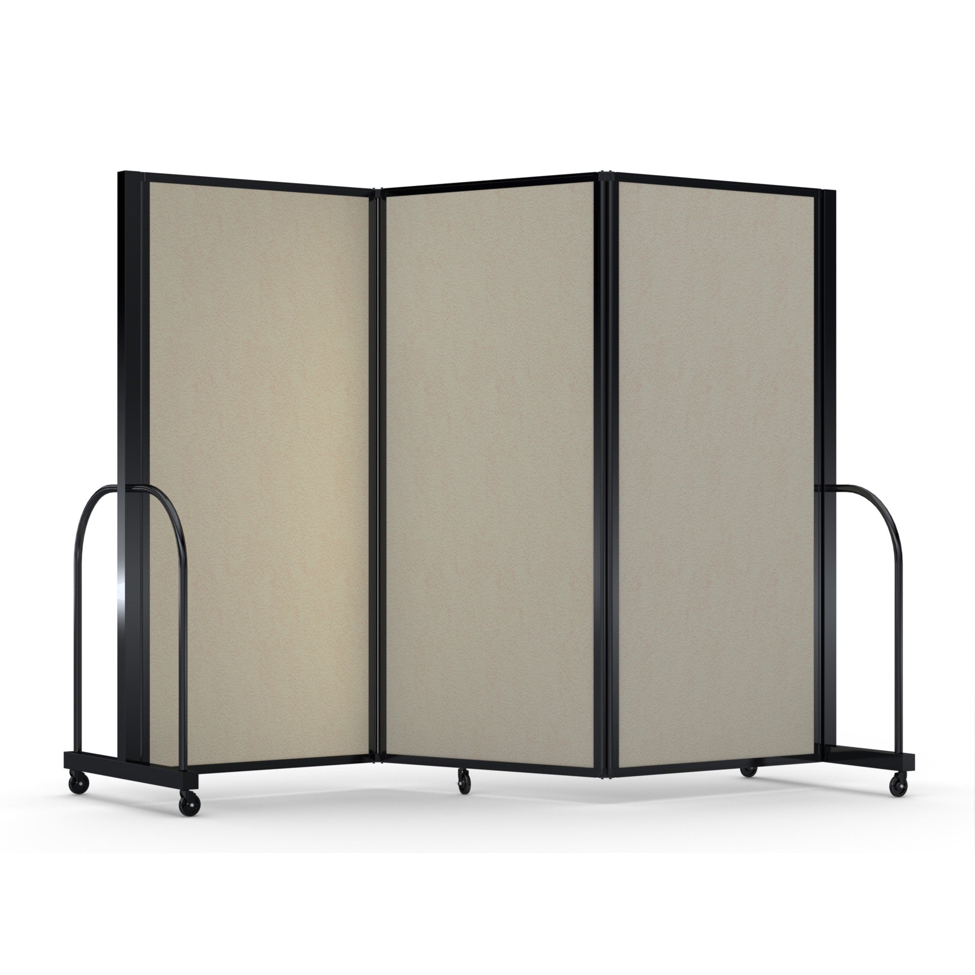 Screenflex Full Motion Divider, 6' x 8'7", Black Frame, Hazelnut Vinyl
