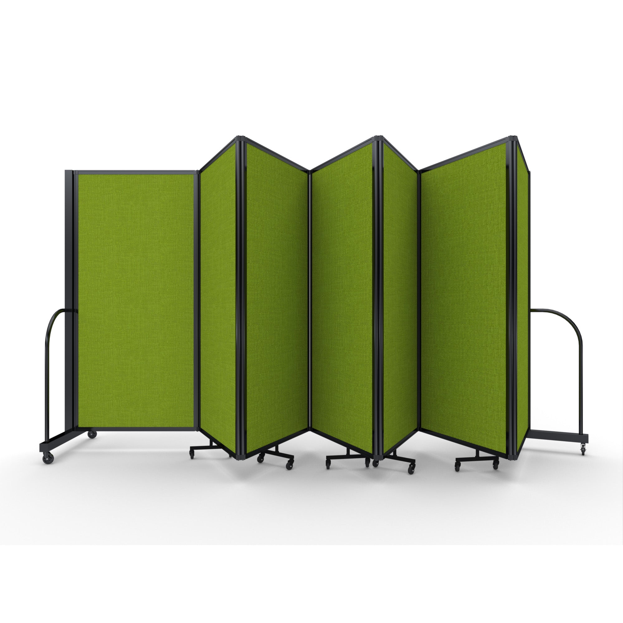Screenflex Full Motion Divider, 6' x 19'7", Black Frame, Apple Green