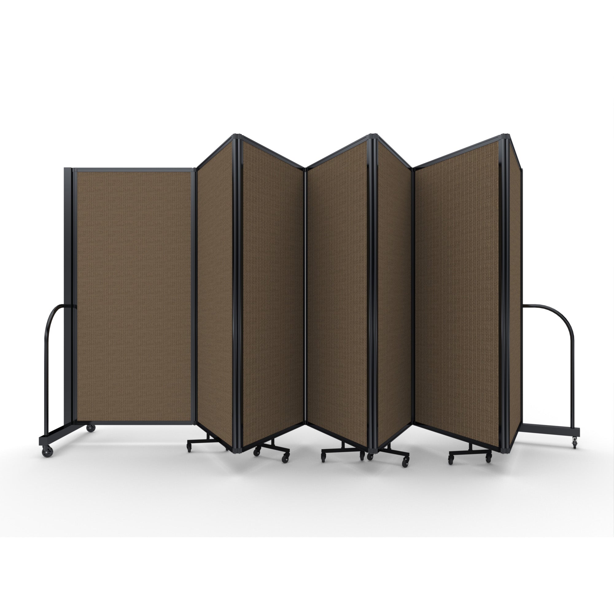 Screenflex Full Motion Divider, 6' x 19'7", Black Frame, Walnut