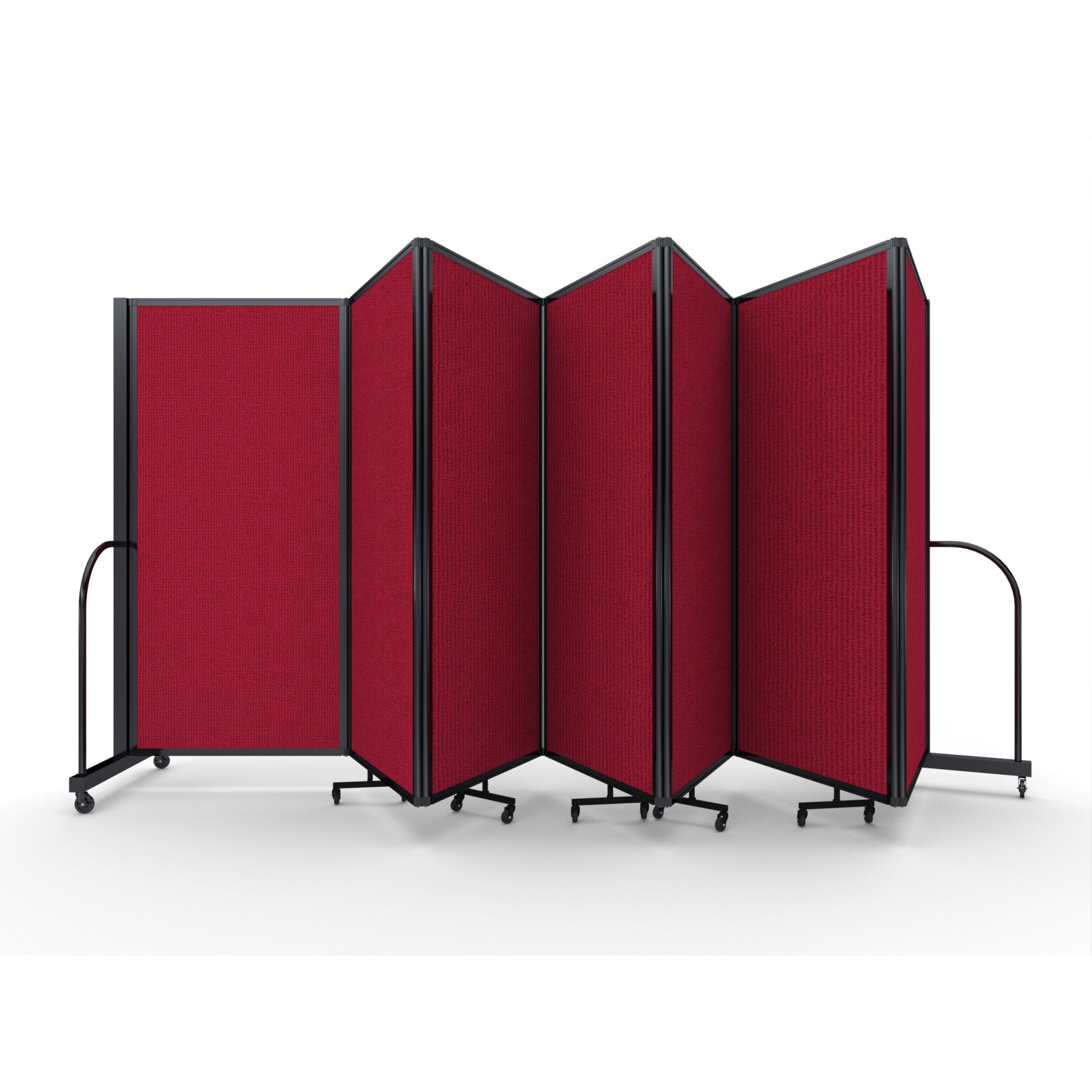 Screenflex Full Motion Divider, 6' x 19'7", Black Frame, Primary Red