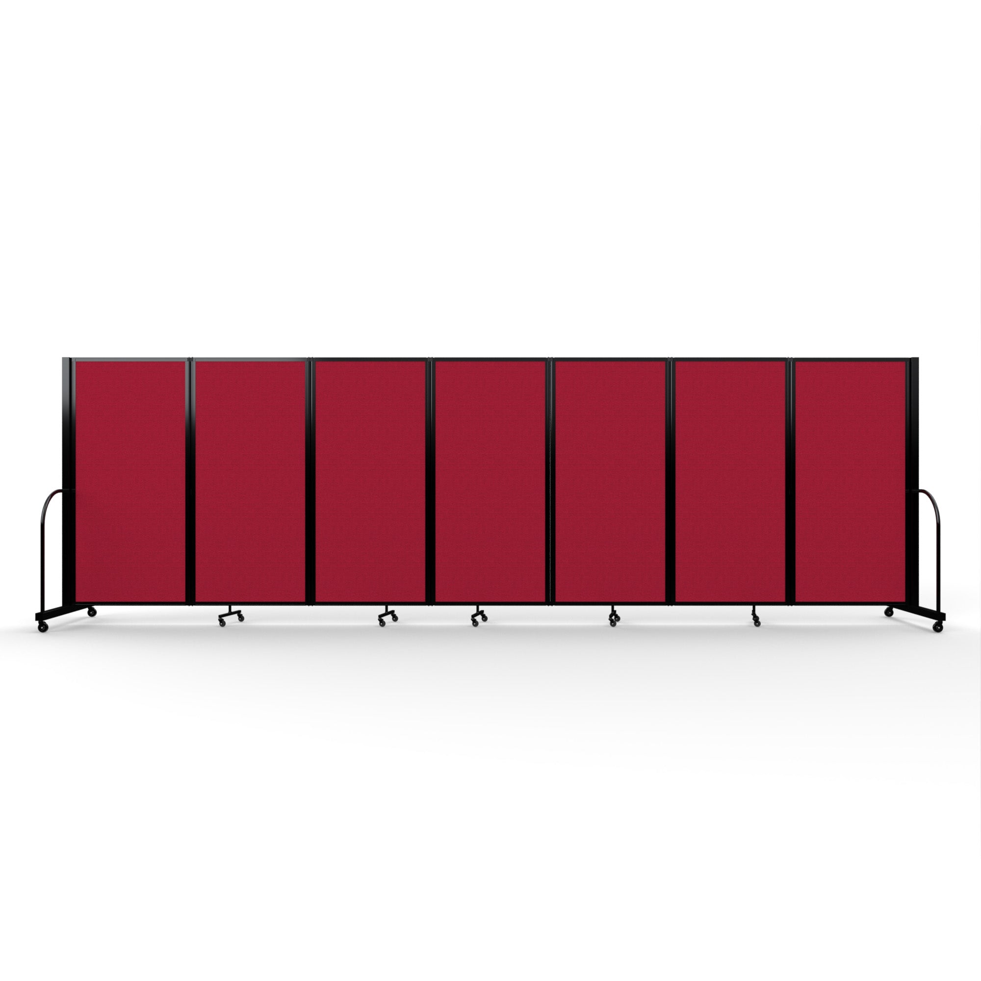 Screenflex Full Motion Divider, 6' x 19'7", Black Frame, Primary Red