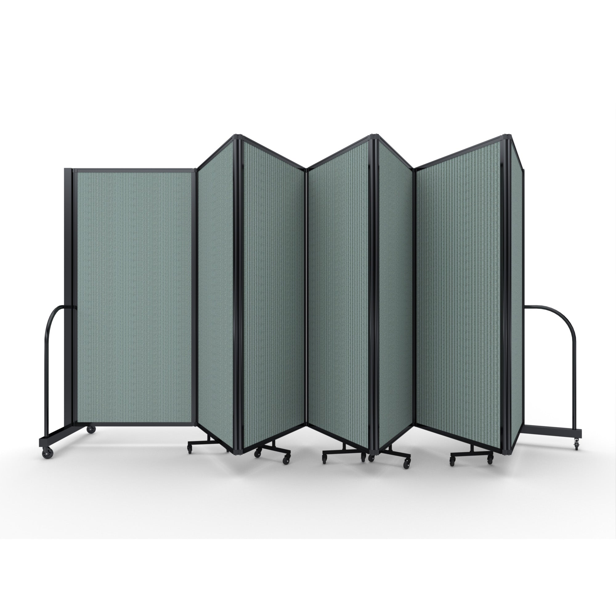 Screenflex Full Motion Divider, 6' x 19'7", Black Frame, Sea Green