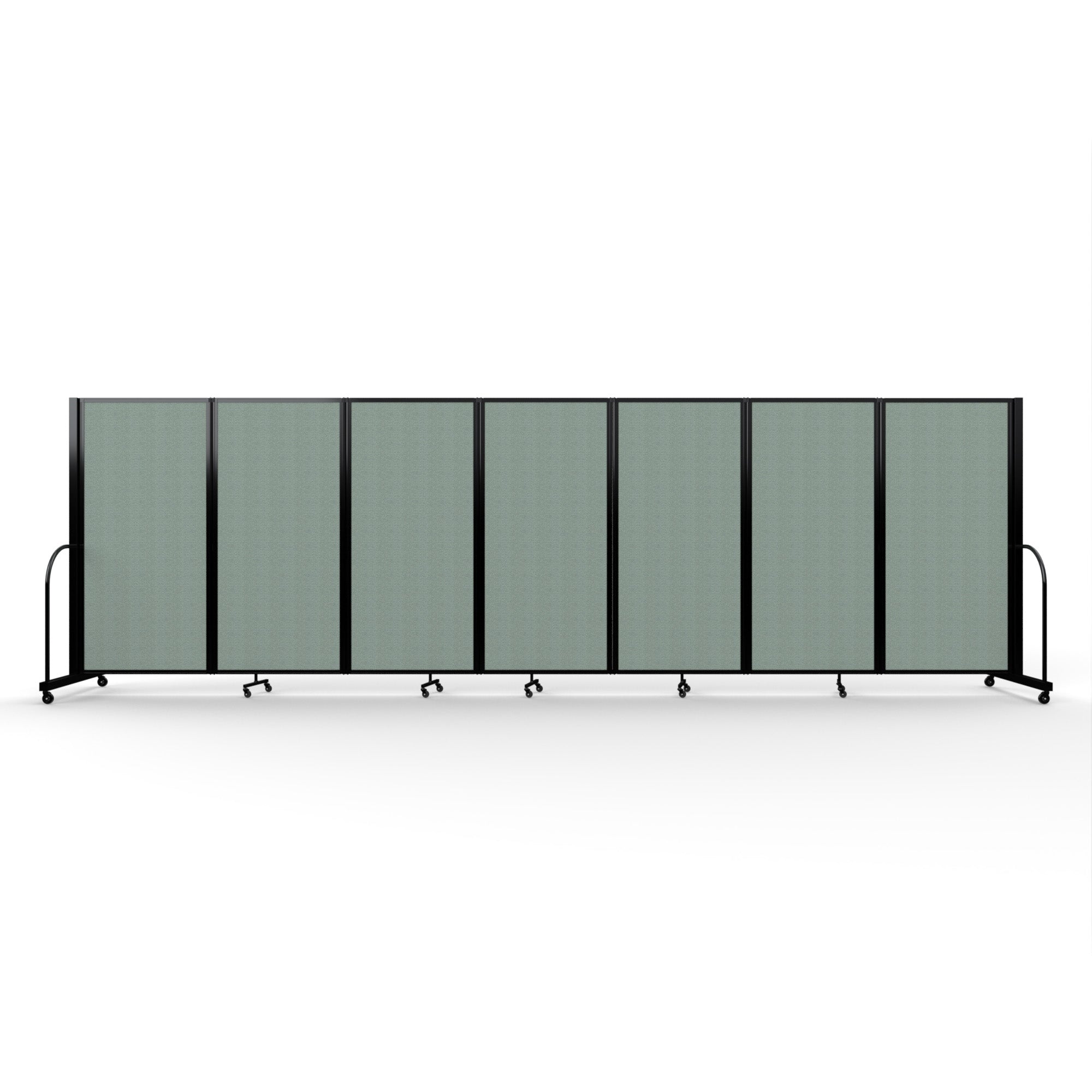 Screenflex Full Motion Divider, 6' x 19'7", Black Frame, Sea Green