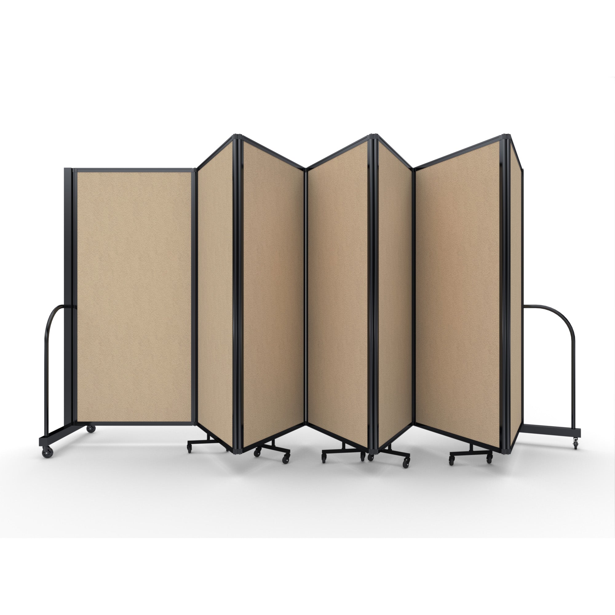 Screenflex Full Motion Divider, 6' x 19'7", Black Frame, Sandalwood Vinyl