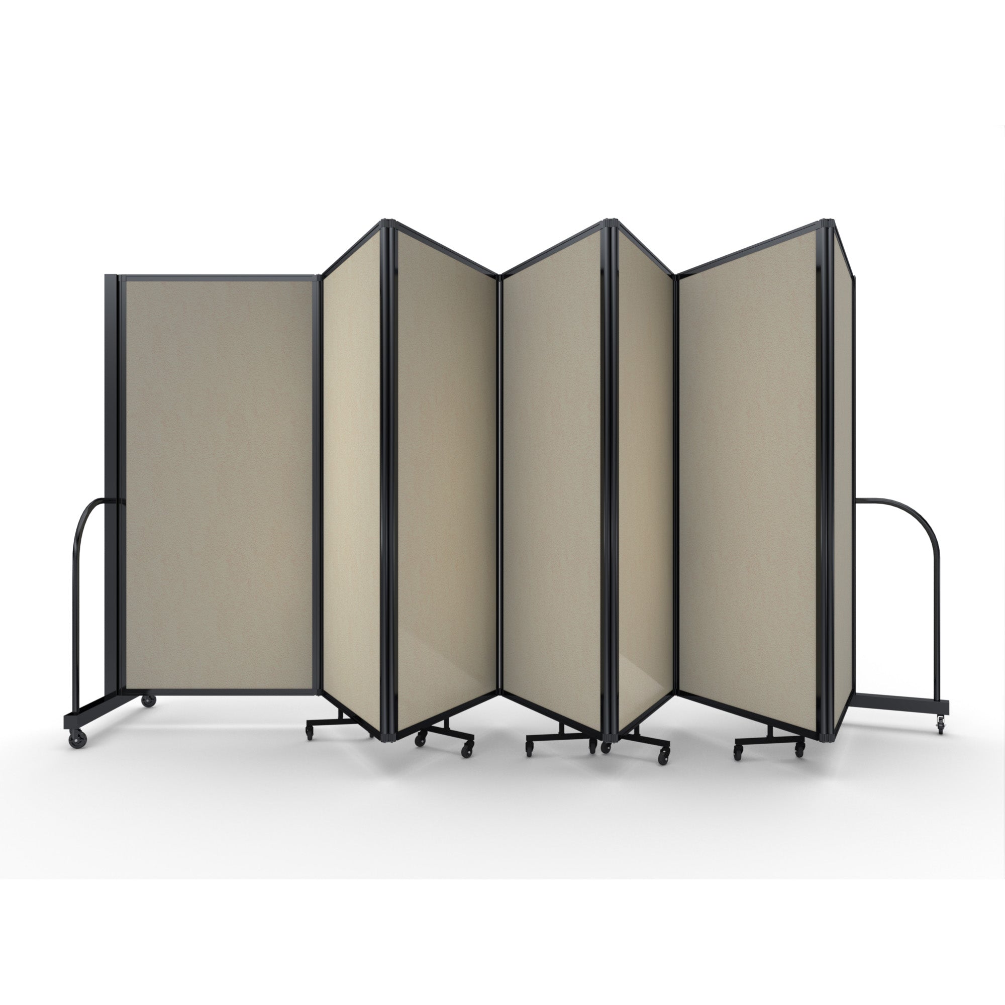 Screenflex Full Motion Divider, 6' x 19'7", Black Frame, Hazelnut Vinyl