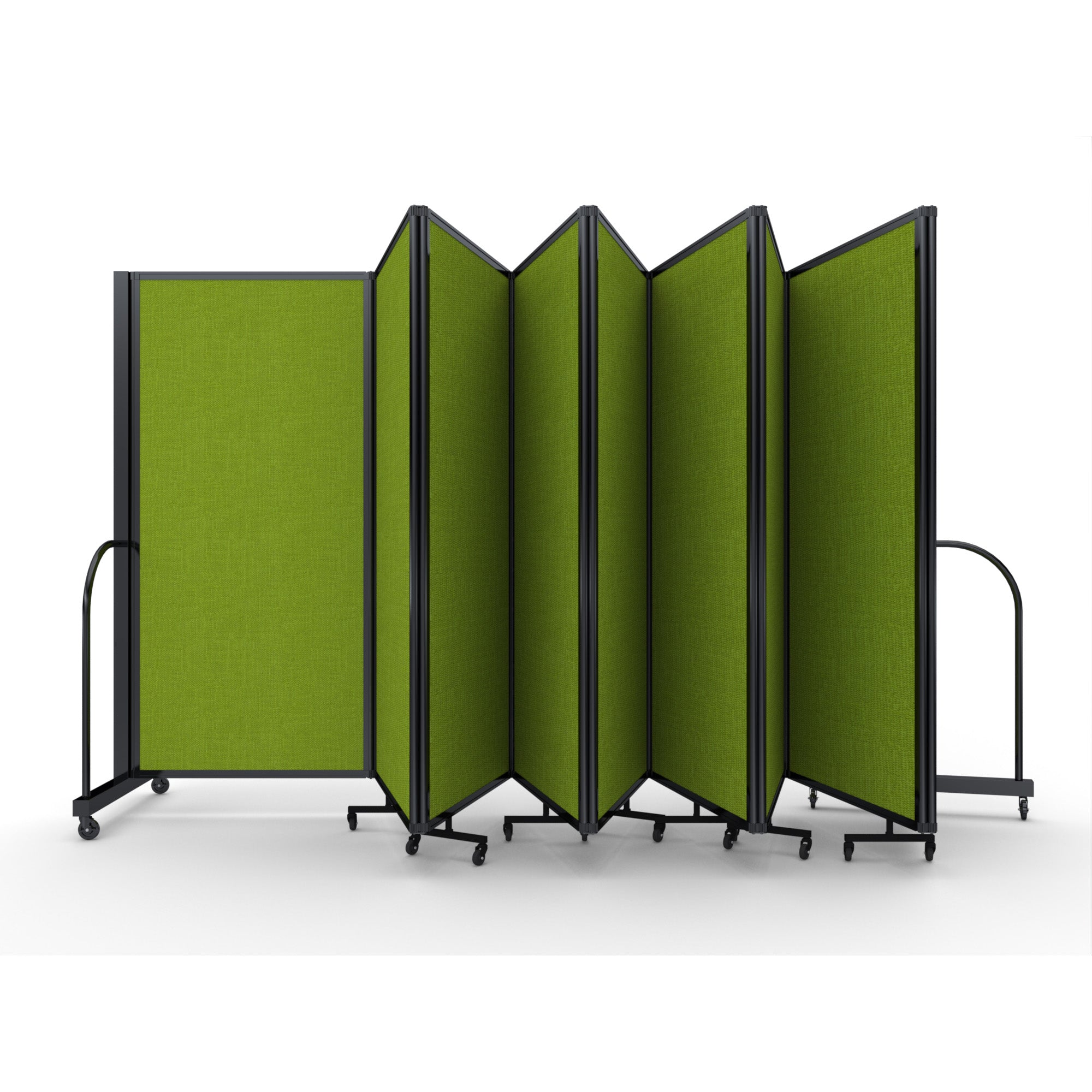 Screenflex Full Motion Divider, 6' x 25'1", Black Frame, Apple Green