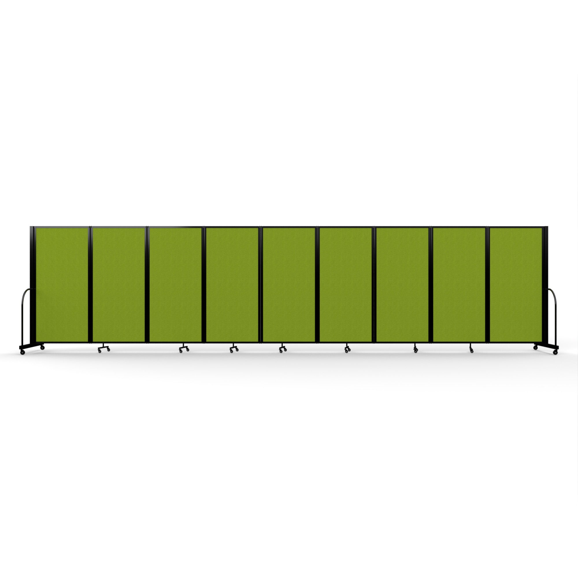 Screenflex Full Motion Divider, 6' x 25'1", Black Frame, Apple Green