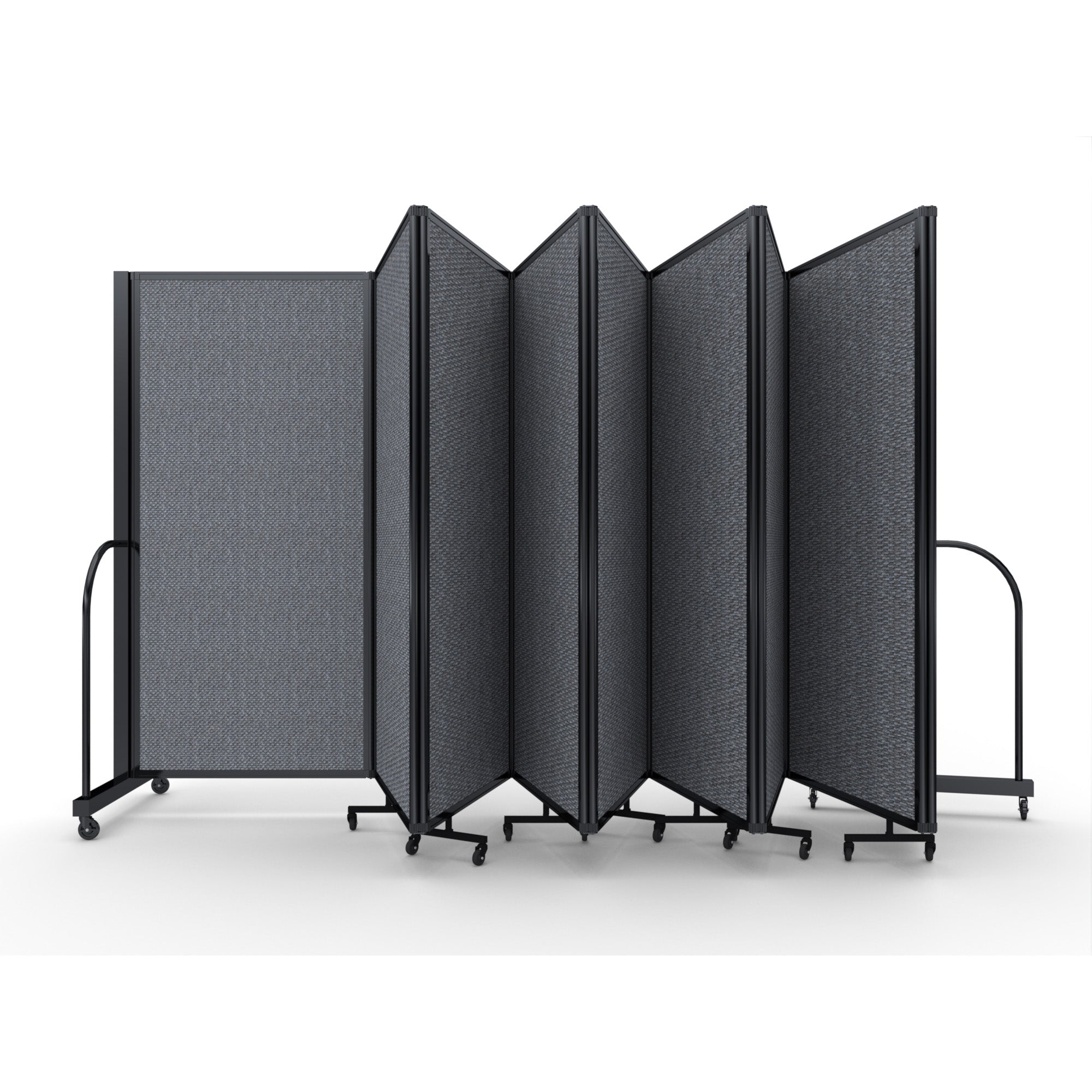Screenflex Full Motion Divider, 6' x 25'1", Black Frame, Stone
