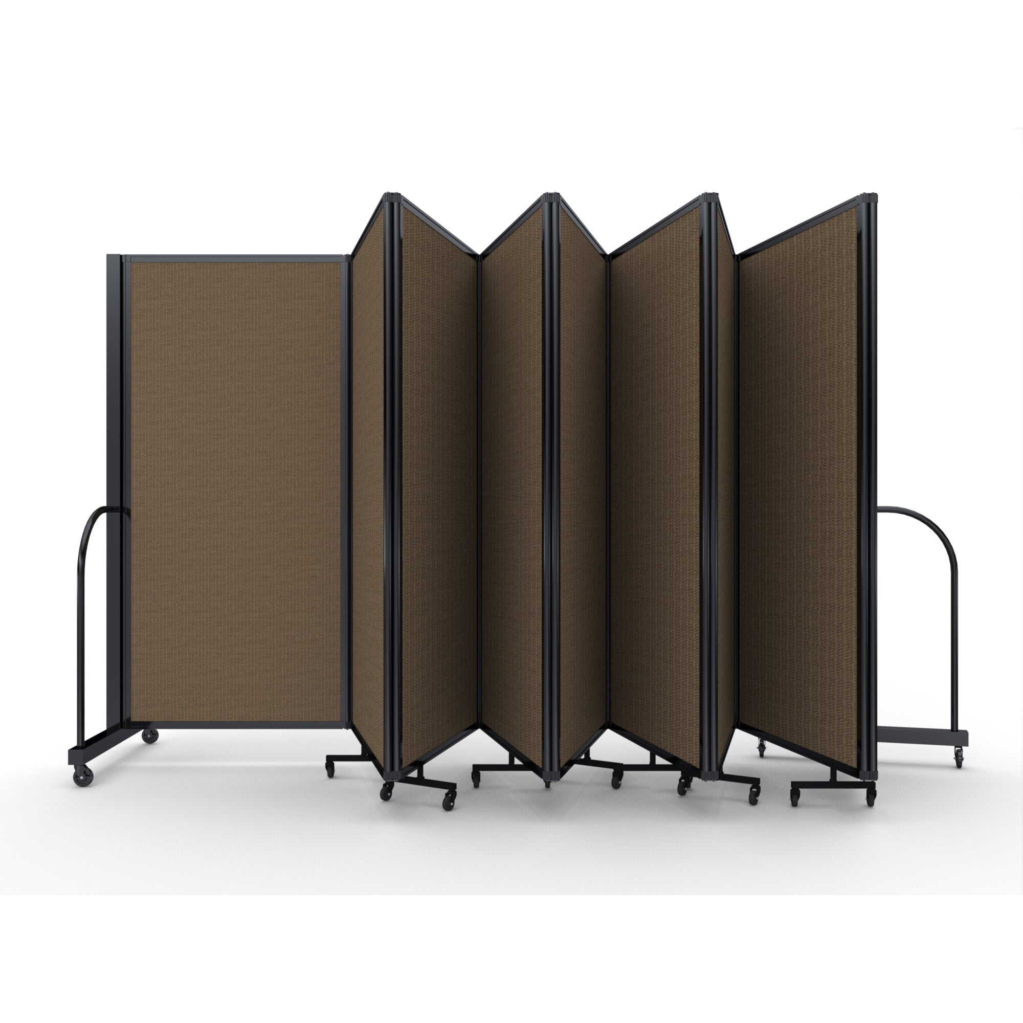 Screenflex Full Motion Divider, 6' x 25'1", Black Frame, Walnut