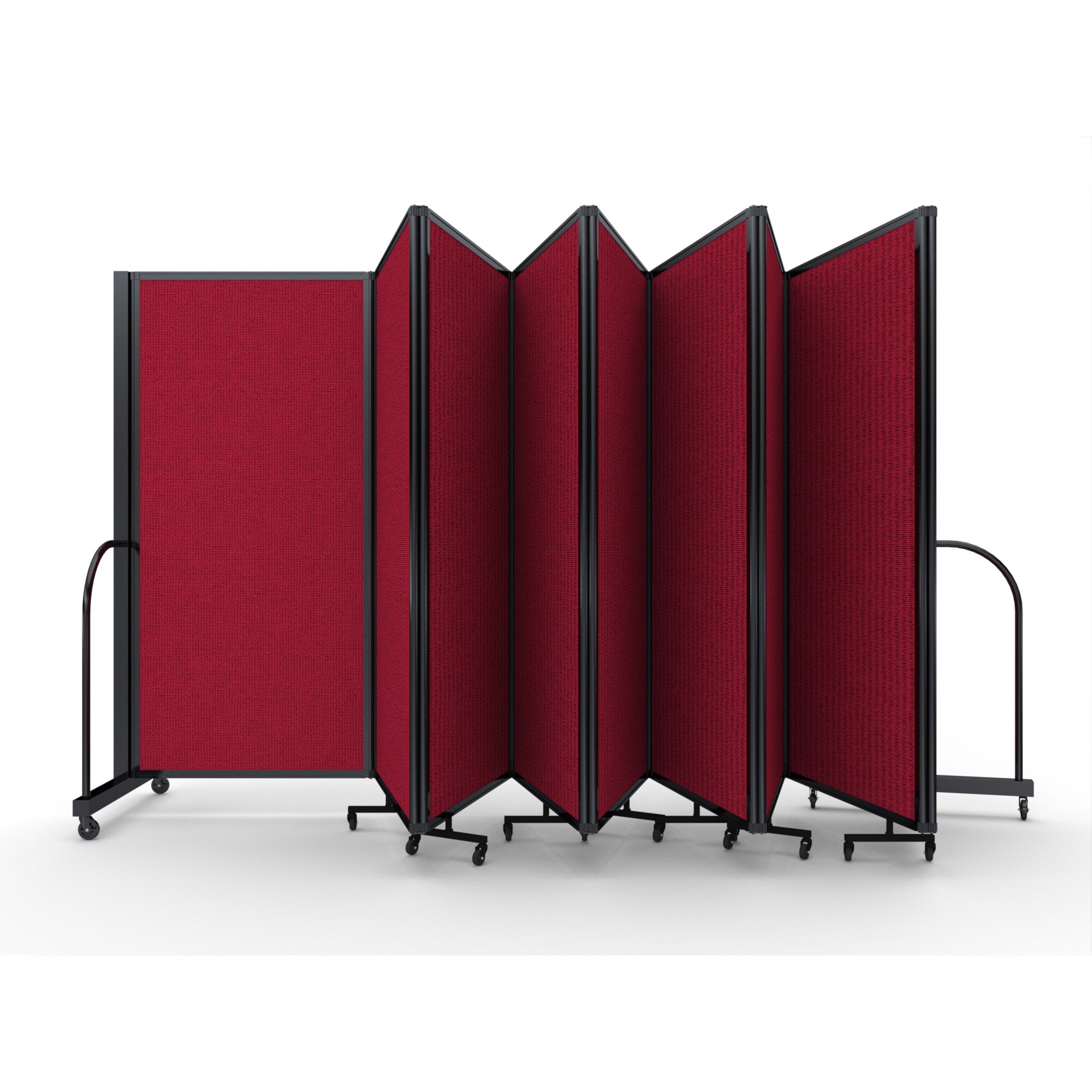 Screenflex Full Motion Divider, 6' x 25'1", Black Frame, Primary Red