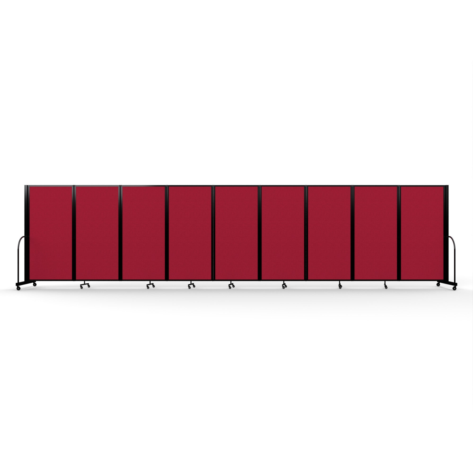 Screenflex Full Motion Divider, 6' x 25'1", Black Frame, Primary Red