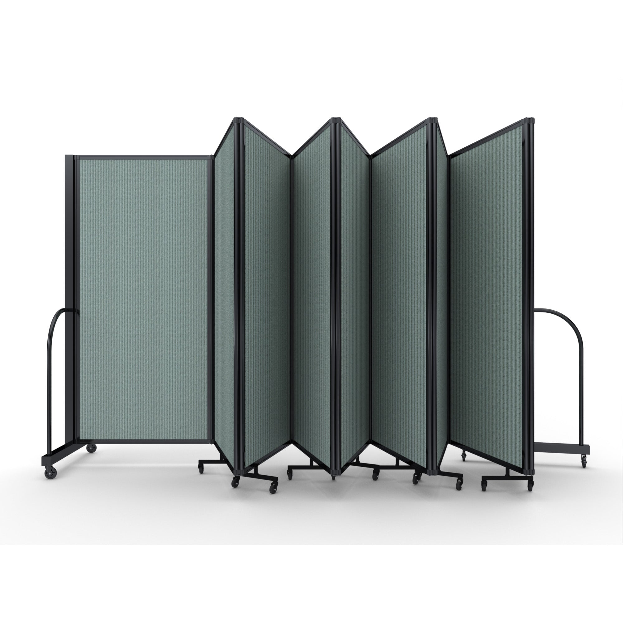 Screenflex Full Motion Divider, 6' x 25'1", Black Frame, Sea Green