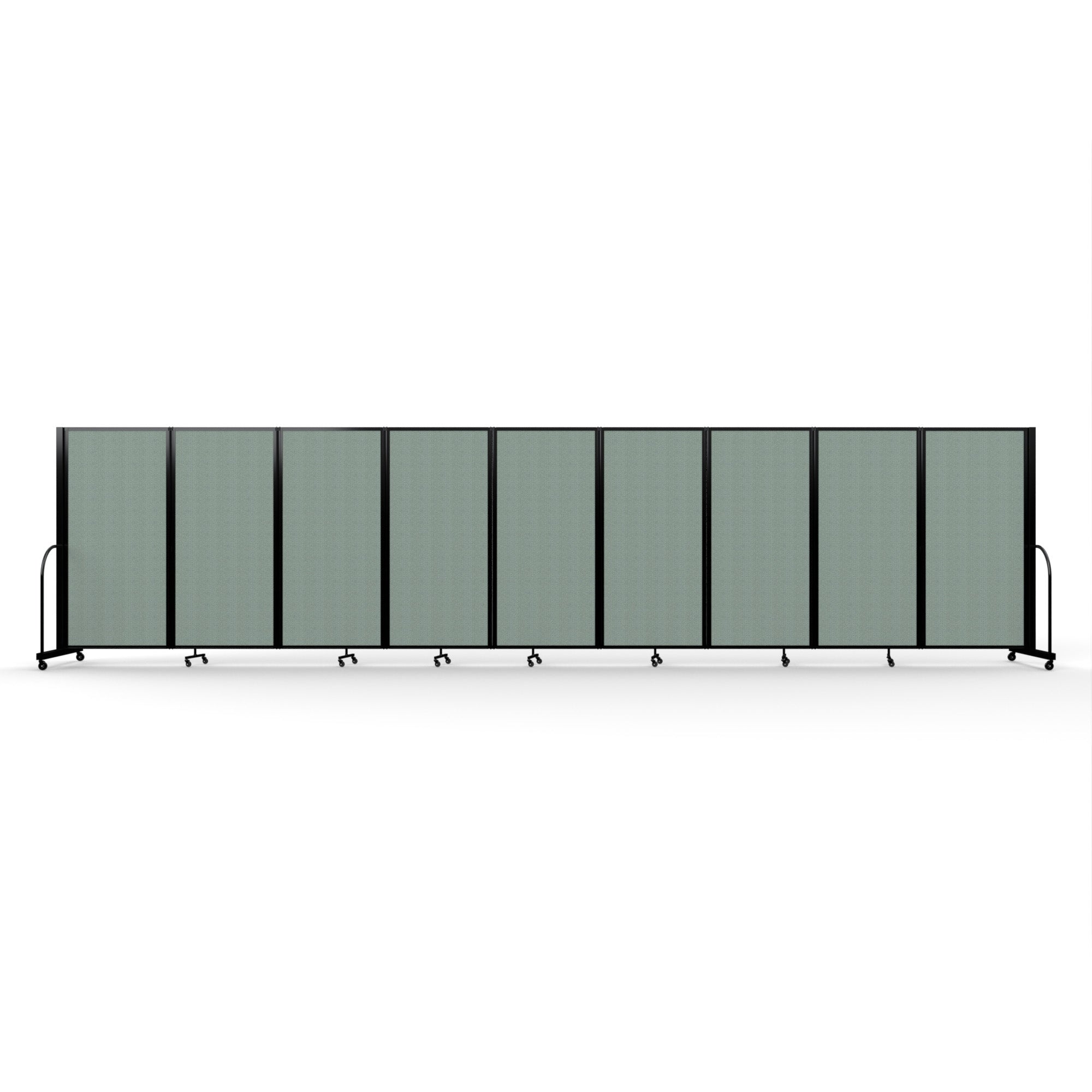 Screenflex Full Motion Divider, 6' x 25'1", Black Frame, Sea Green