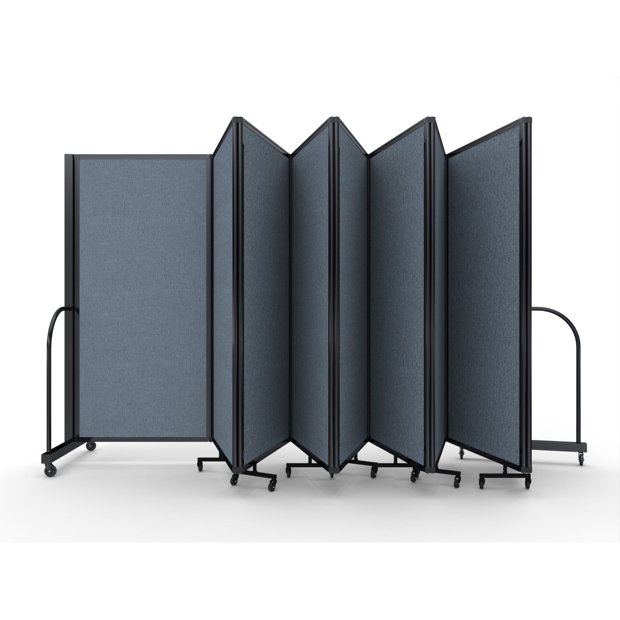 Screenflex Full Motion Divider, 6' x 25'1", Black Frame, Summer Blue