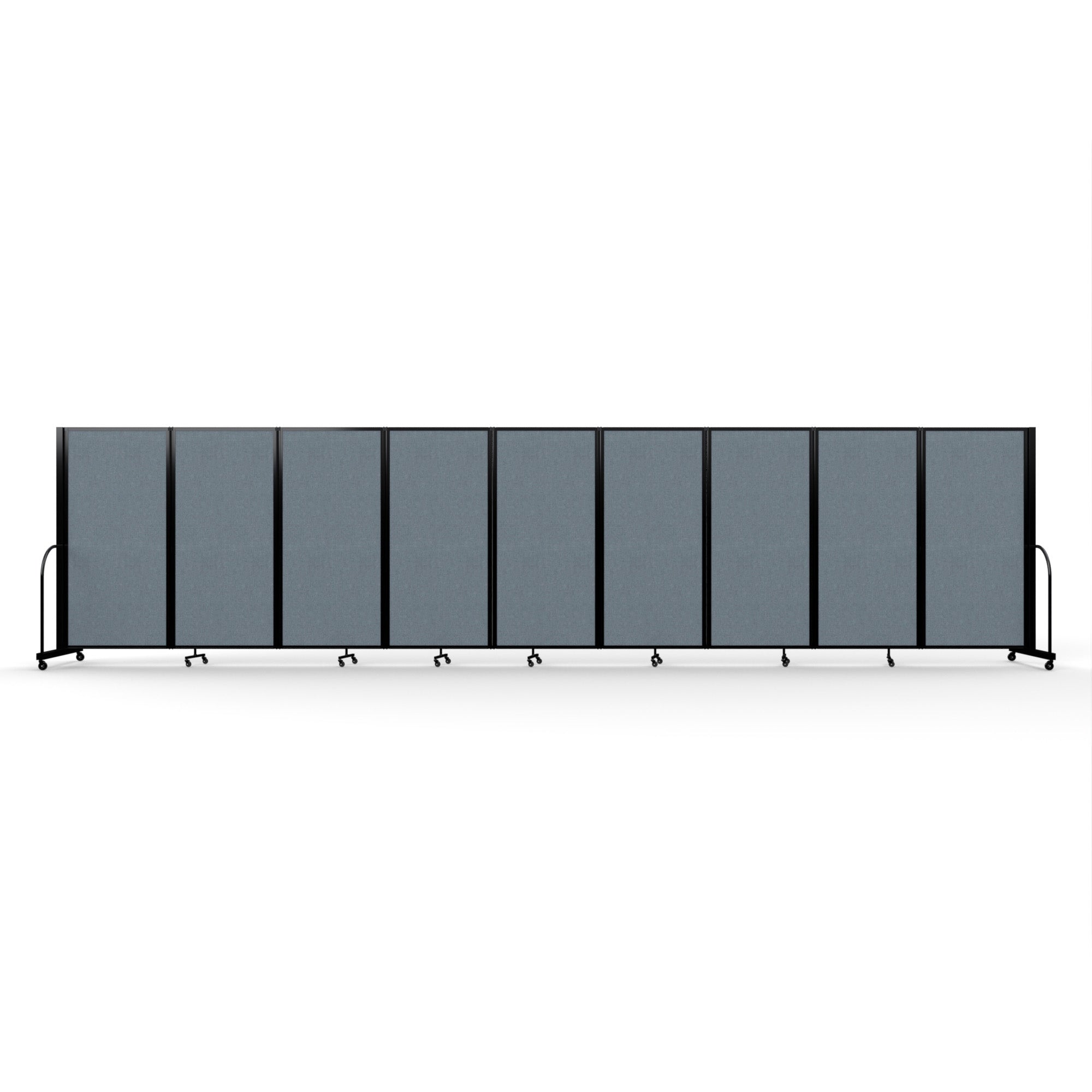 Screenflex Full Motion Divider, 6' x 25'1", Black Frame, Summer Blue
