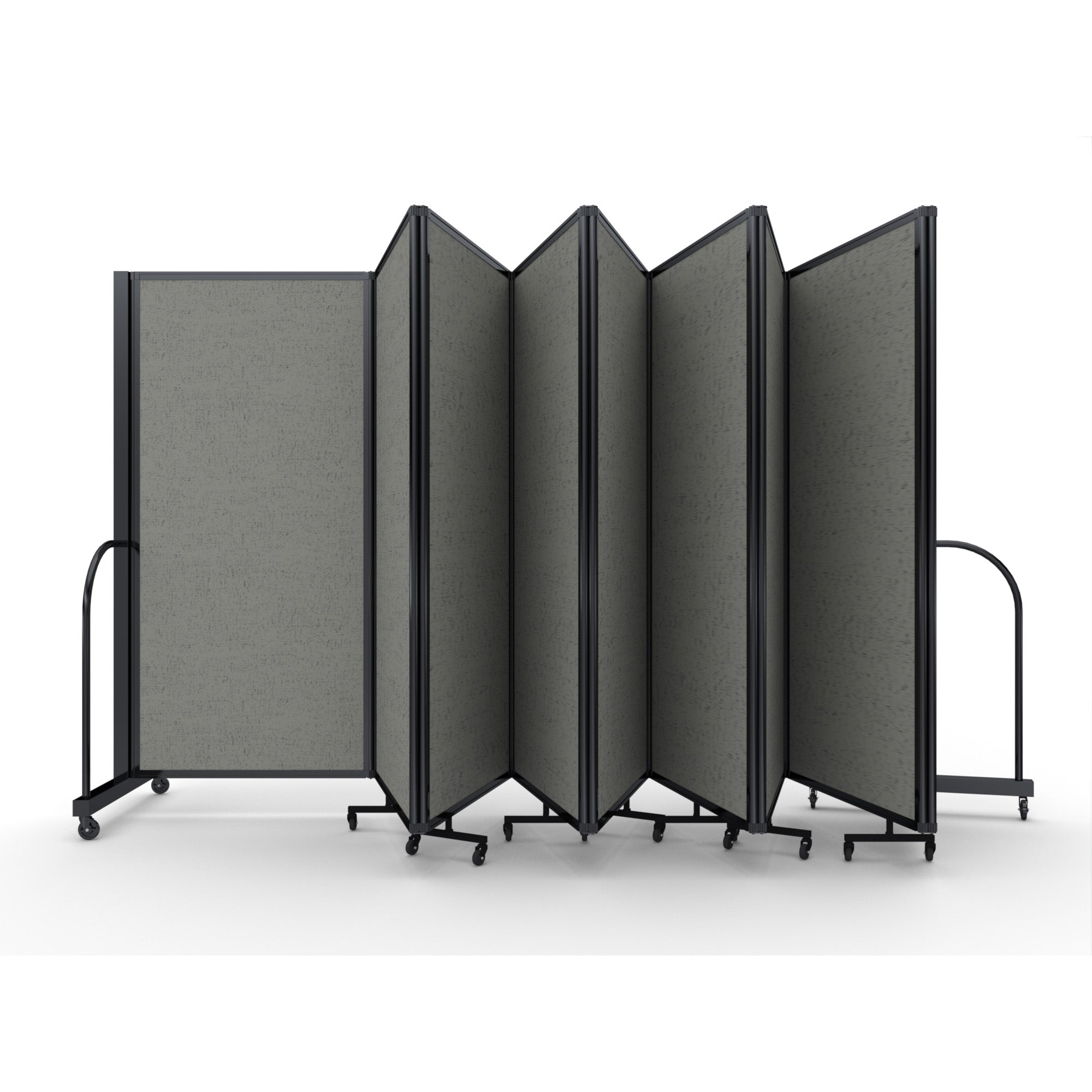 Screenflex Full Motion Divider, 6' x 25'1", Black Frame, Gray Smoke
