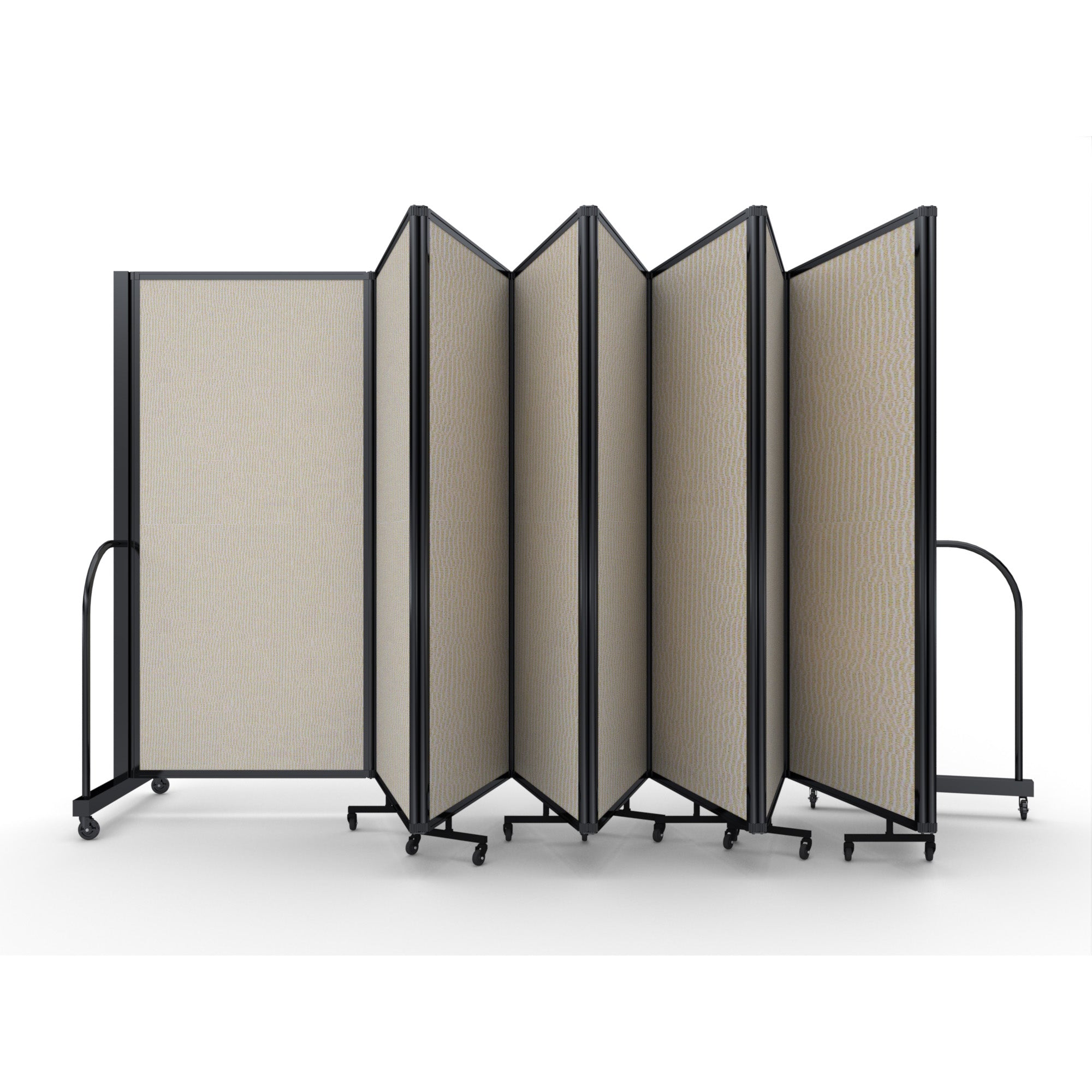 Screenflex Full Motion Divider, 6' x 25'1", Black Frame, Sand