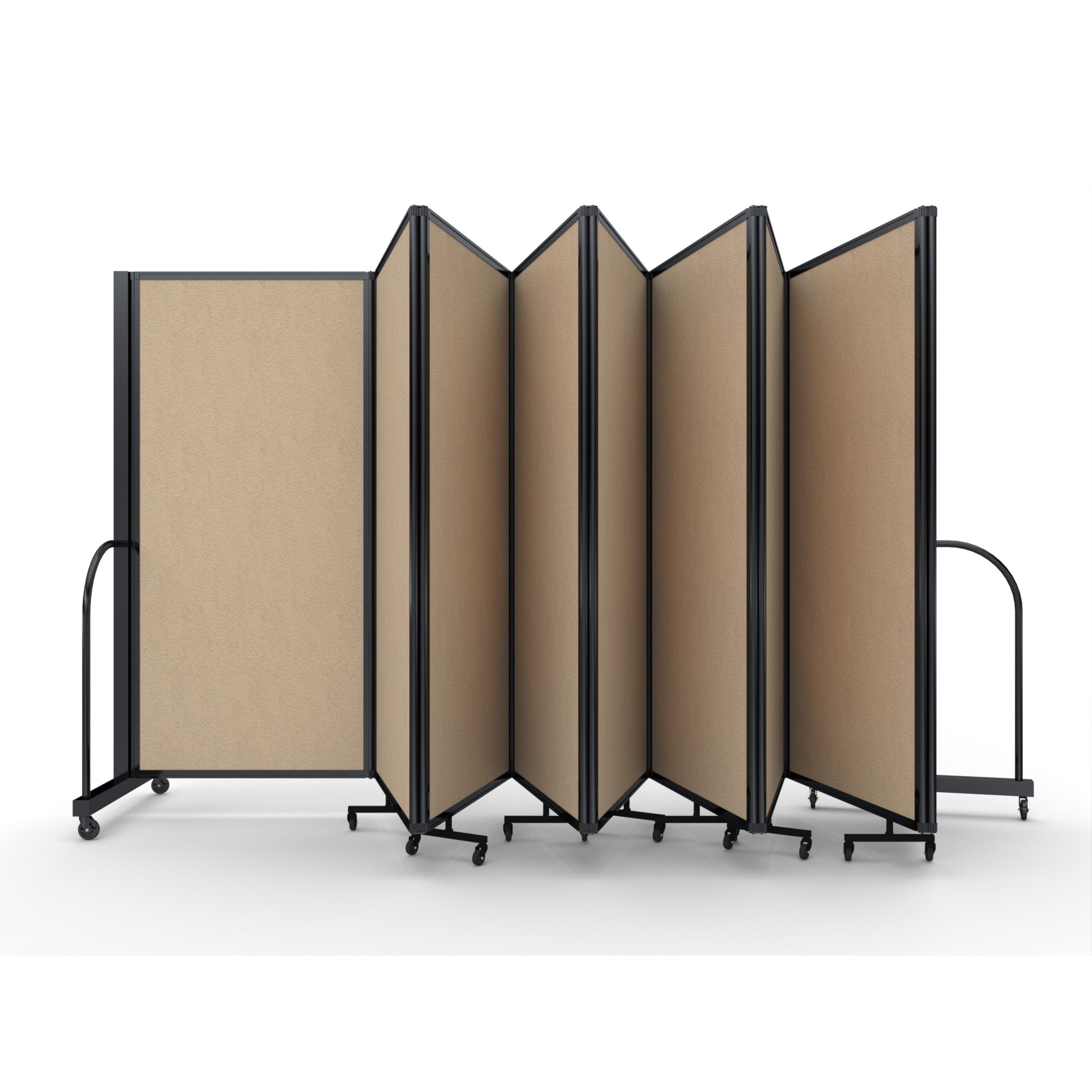 Screenflex Full Motion Divider, 6' x 25'1", Black Frame, Sandalwood Vinyl