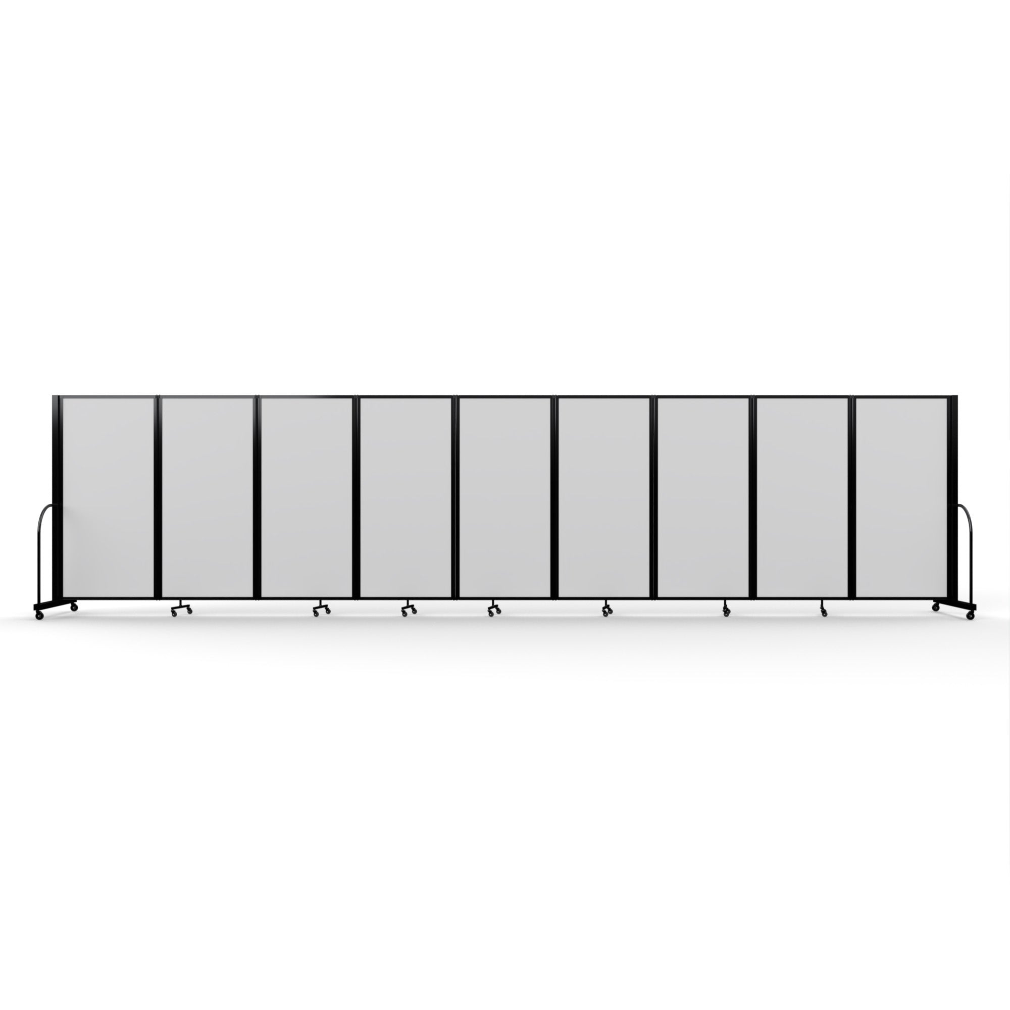 Screenflex Full Motion Divider, 6' x 25'1", Black Frame, Ice Vinyl