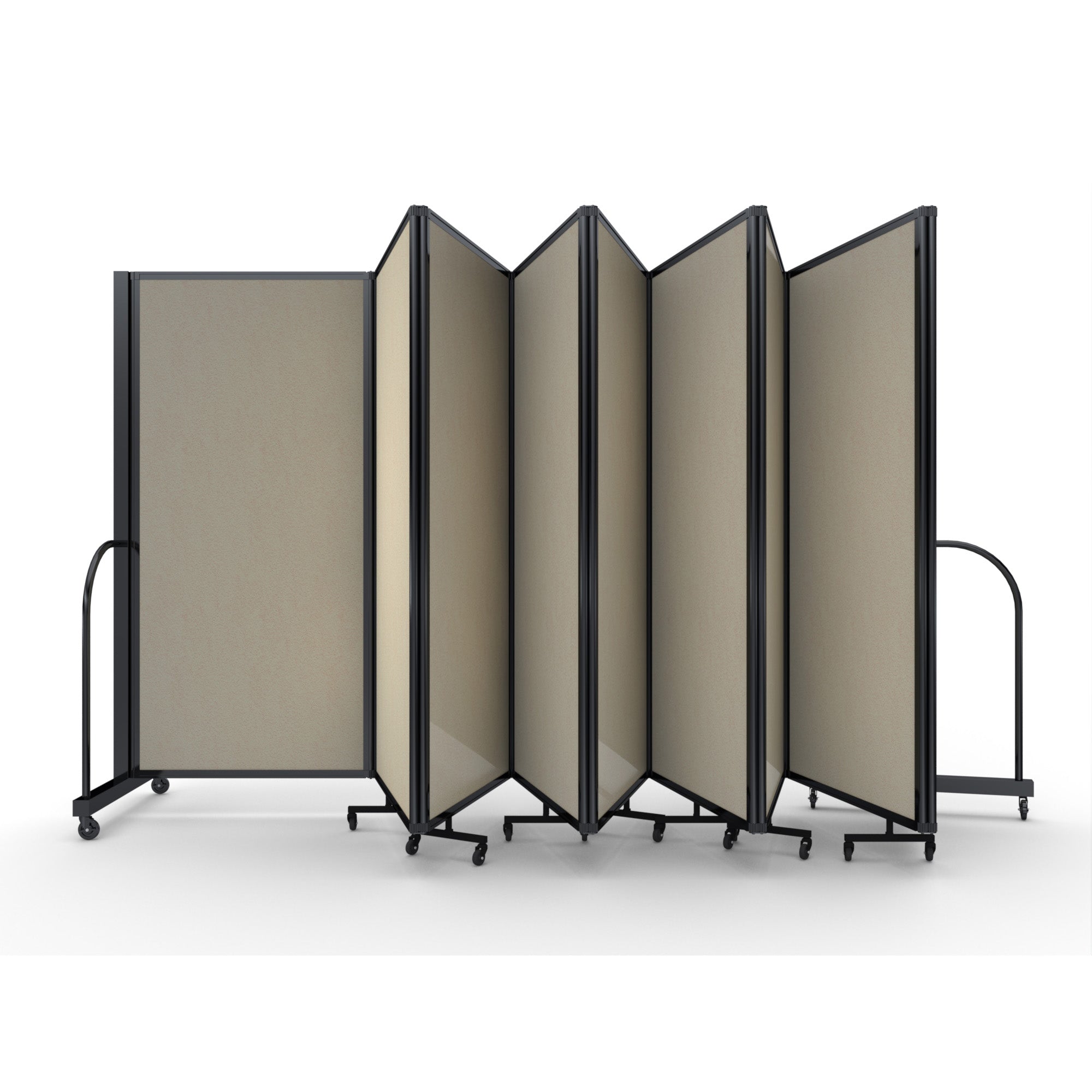 Screenflex Full Motion Divider, 6' x 25'1", Black Frame, Hazelnut Vinyl