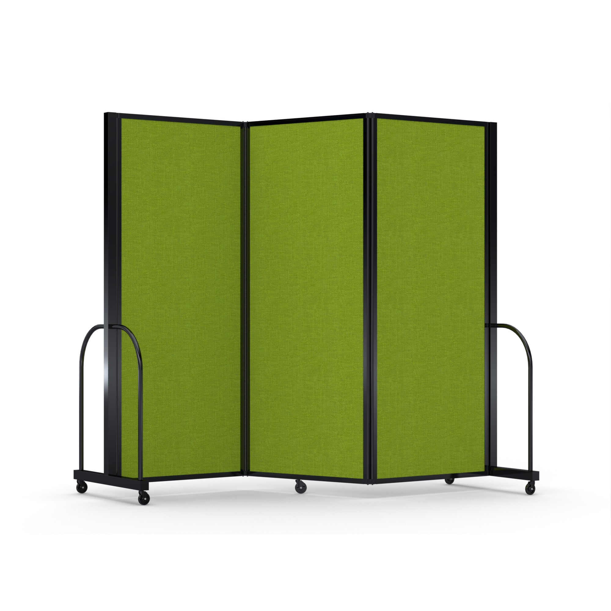 Screenflex Full Motion Divider, 6'10" x 8'7", Black Frame, Apple Green