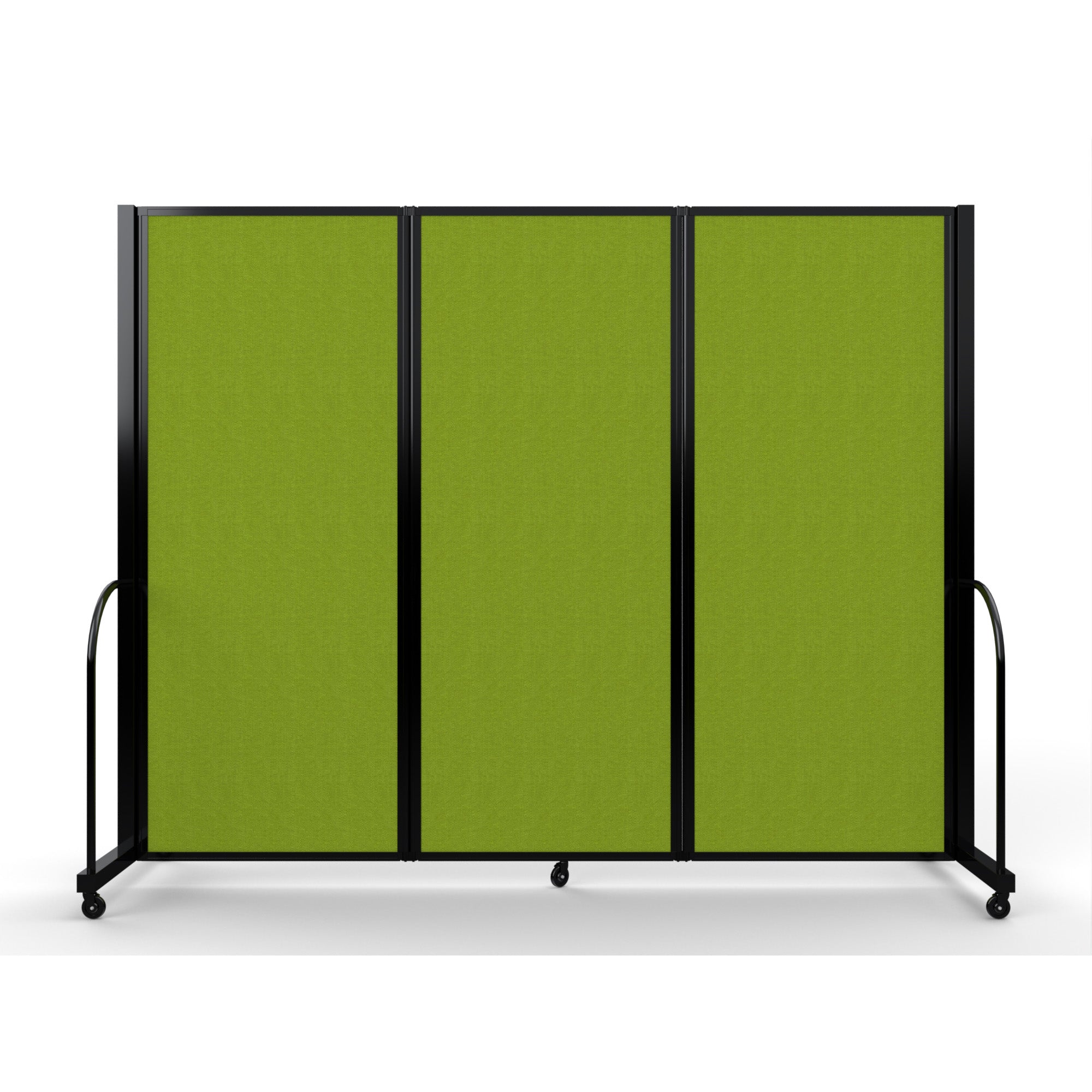 Screenflex Full Motion Divider, 6'10" x 8'7", Black Frame, Apple Green