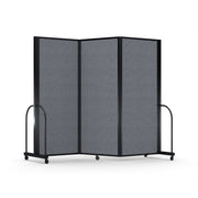 Screenflex Full Motion Divider, 6'10" x 8'7", Black Frame, Stone