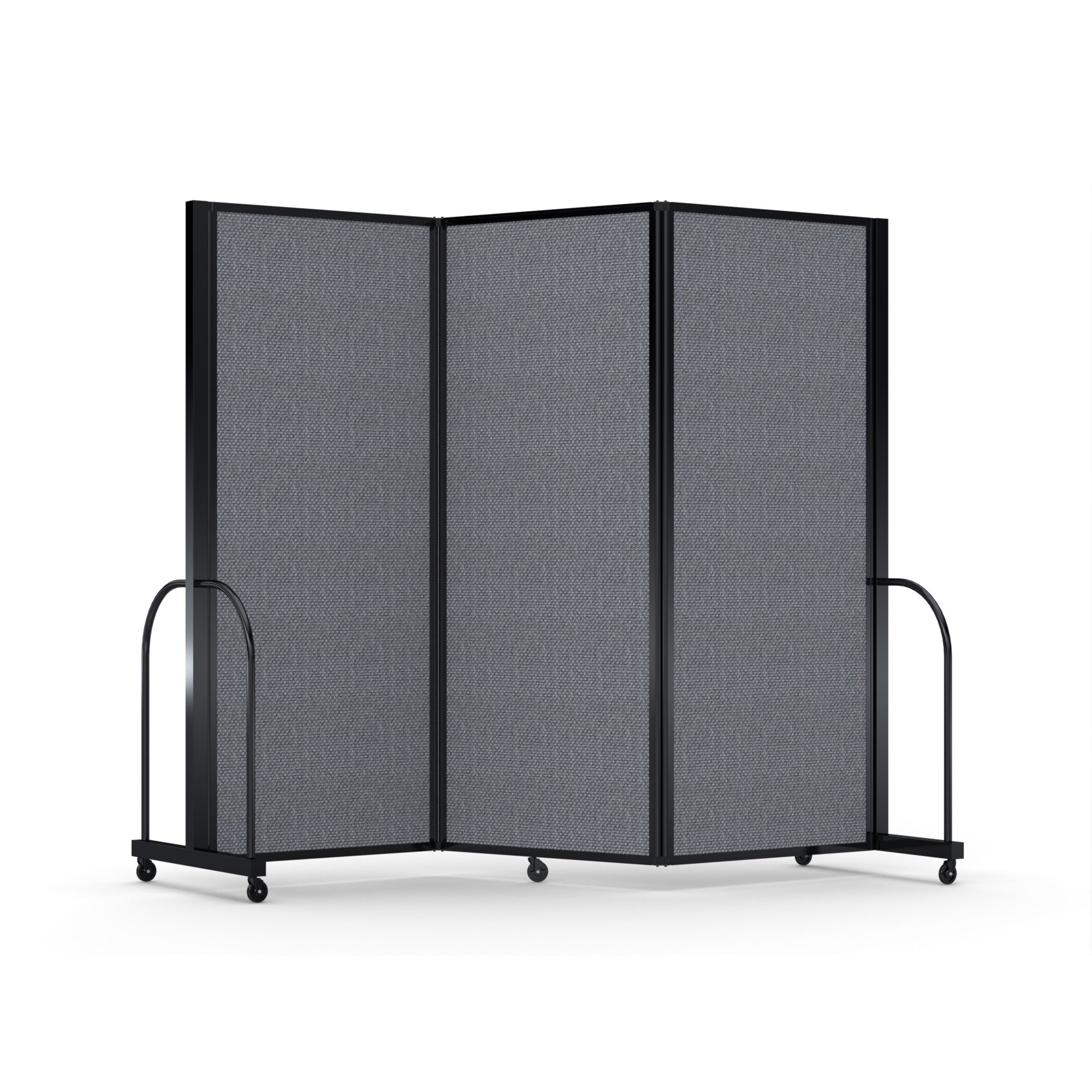 Screenflex Full Motion Divider, 6'10" x 8'7", Black Frame, Stone