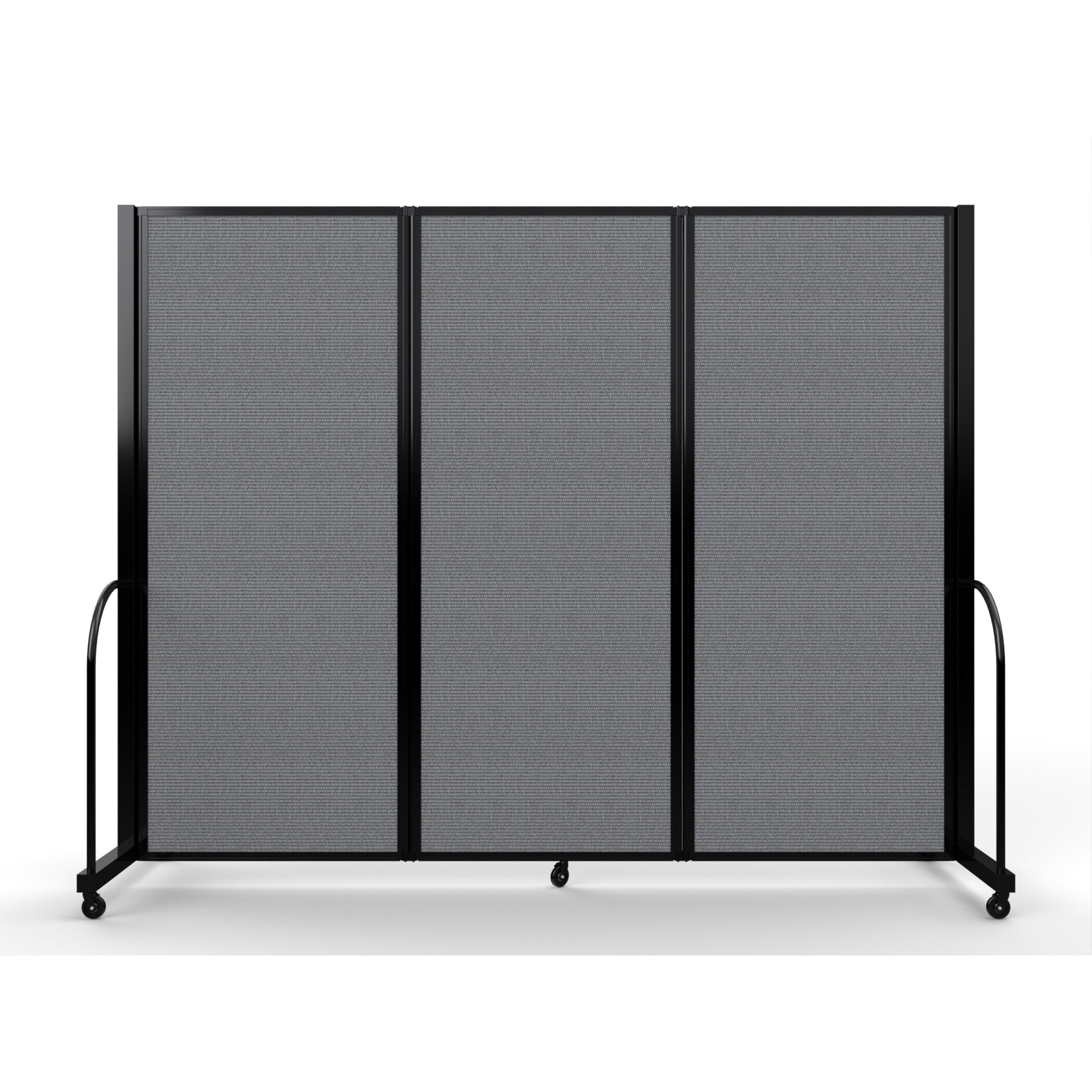 Screenflex Full Motion Divider, 6'10" x 8'7", Black Frame, Stone