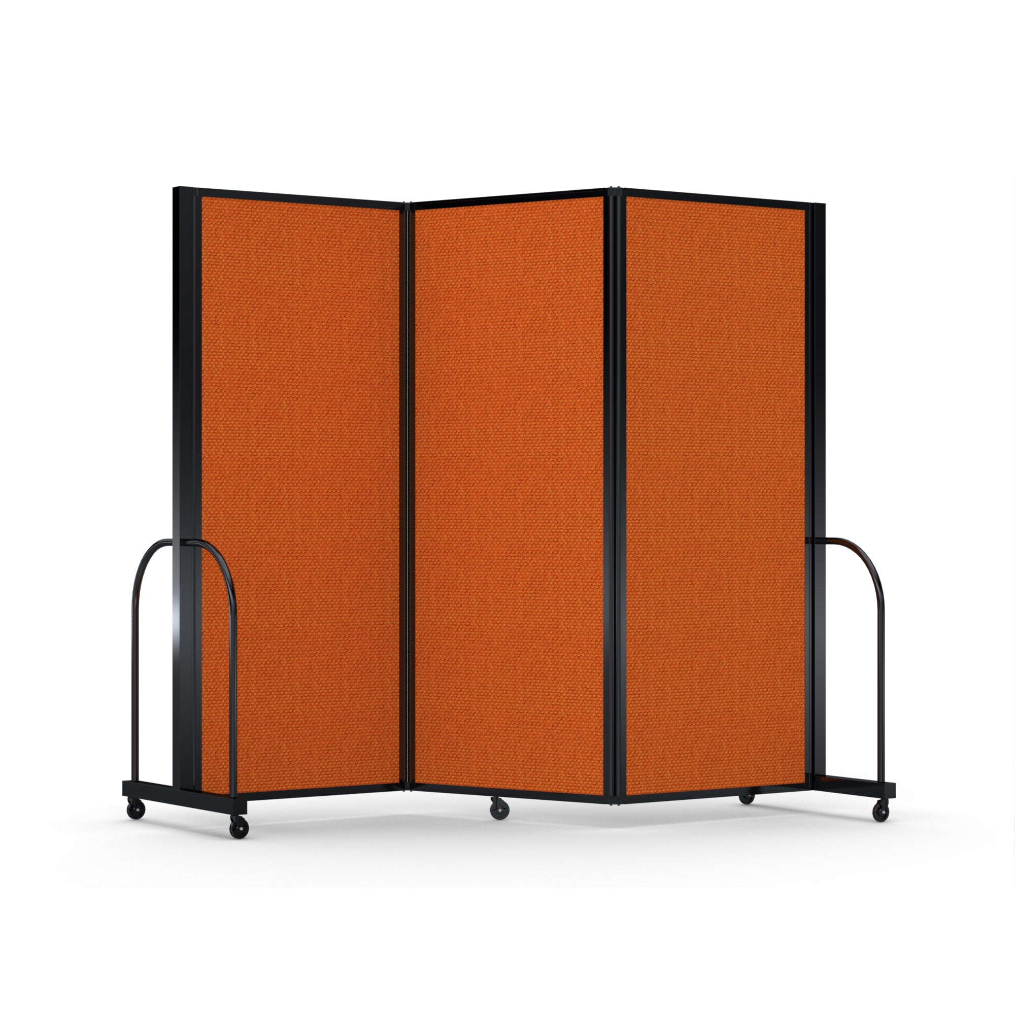 Screenflex Full Motion Divider, 6'10" x 8'7", Black Frame, Orange